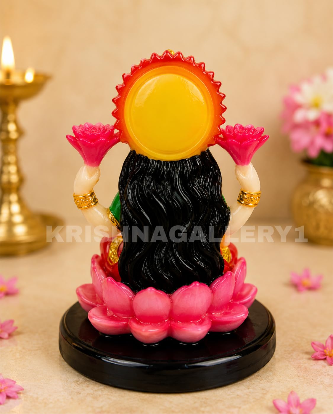 KRISHNAGALLERY1 Marble Look Laxmi Mata Ji Murti Statue Goddess Laxmi Idol For Pooja Gift Good Luck Money 4 Inch, Multi-coloured Laxmi ji