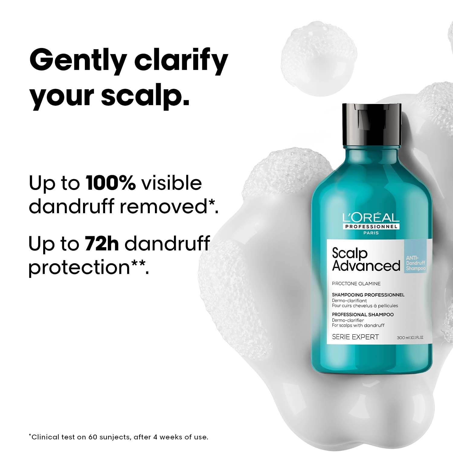 L'Oréal Professionnel Paris Scalp Advanced Anti-Dandruff Shampoo | Removes Dandruff & Gently Clarifies the Scalp | Dermo - Clarifier with Piroctone Olamine | For Men & Women, 300 ml