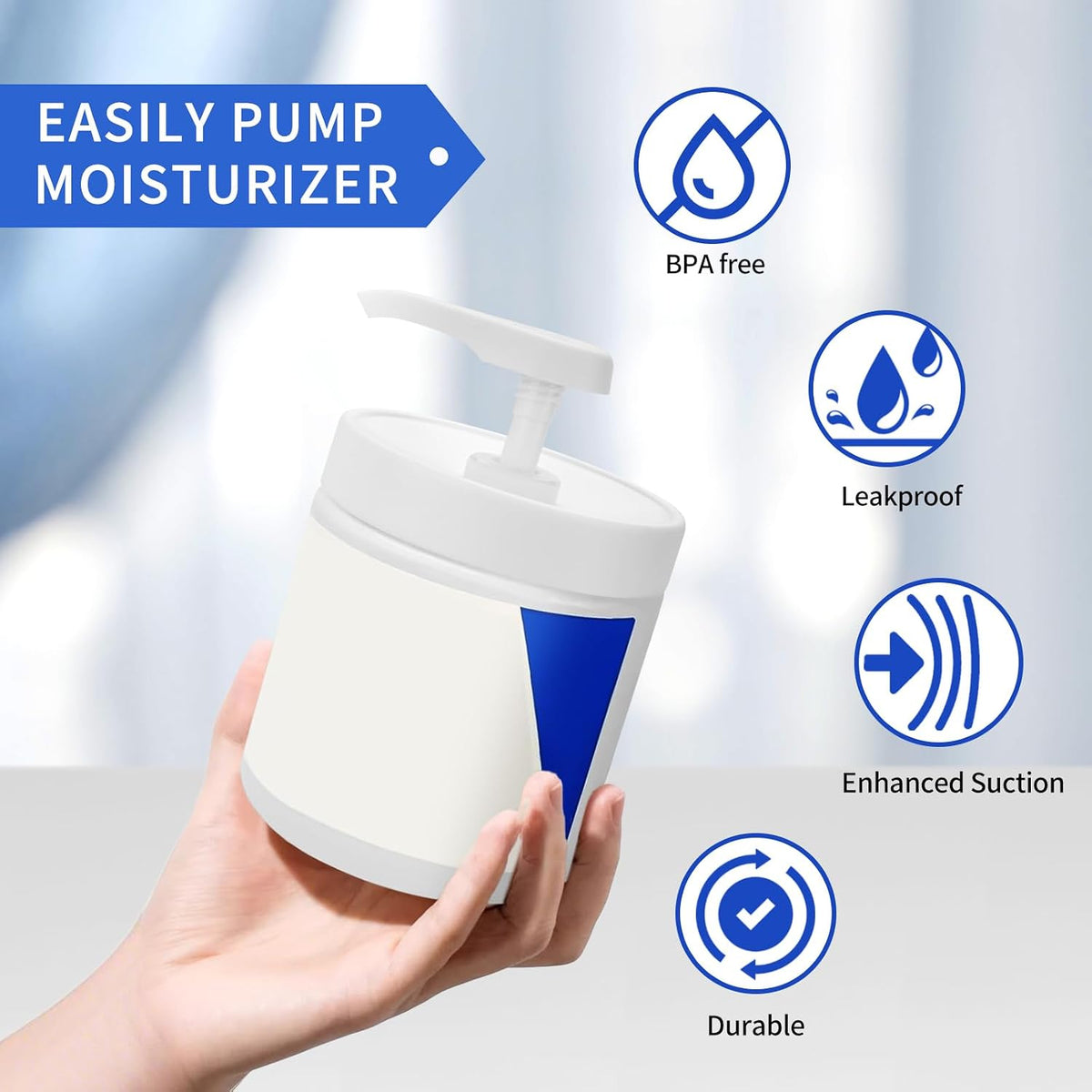 2-Pack Pump Lids Compatible with CeraVe 19 and 16 oz Cream Jars
