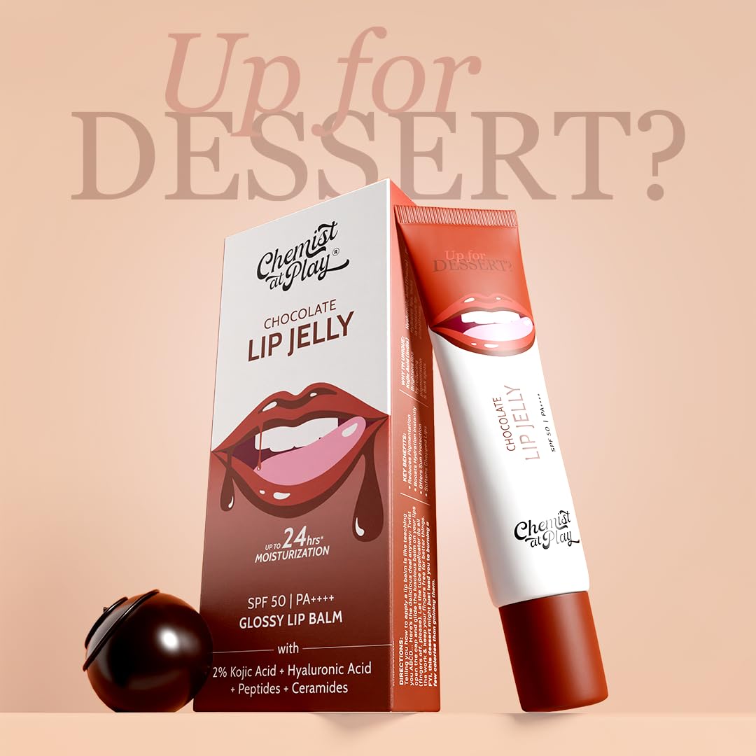 Chemist At Play Cherry & Chocolate Tinted Lip Balm Combo | 24 Hour Moisturization, SPF 50, 2% Kojic Acid | 10g + 10g