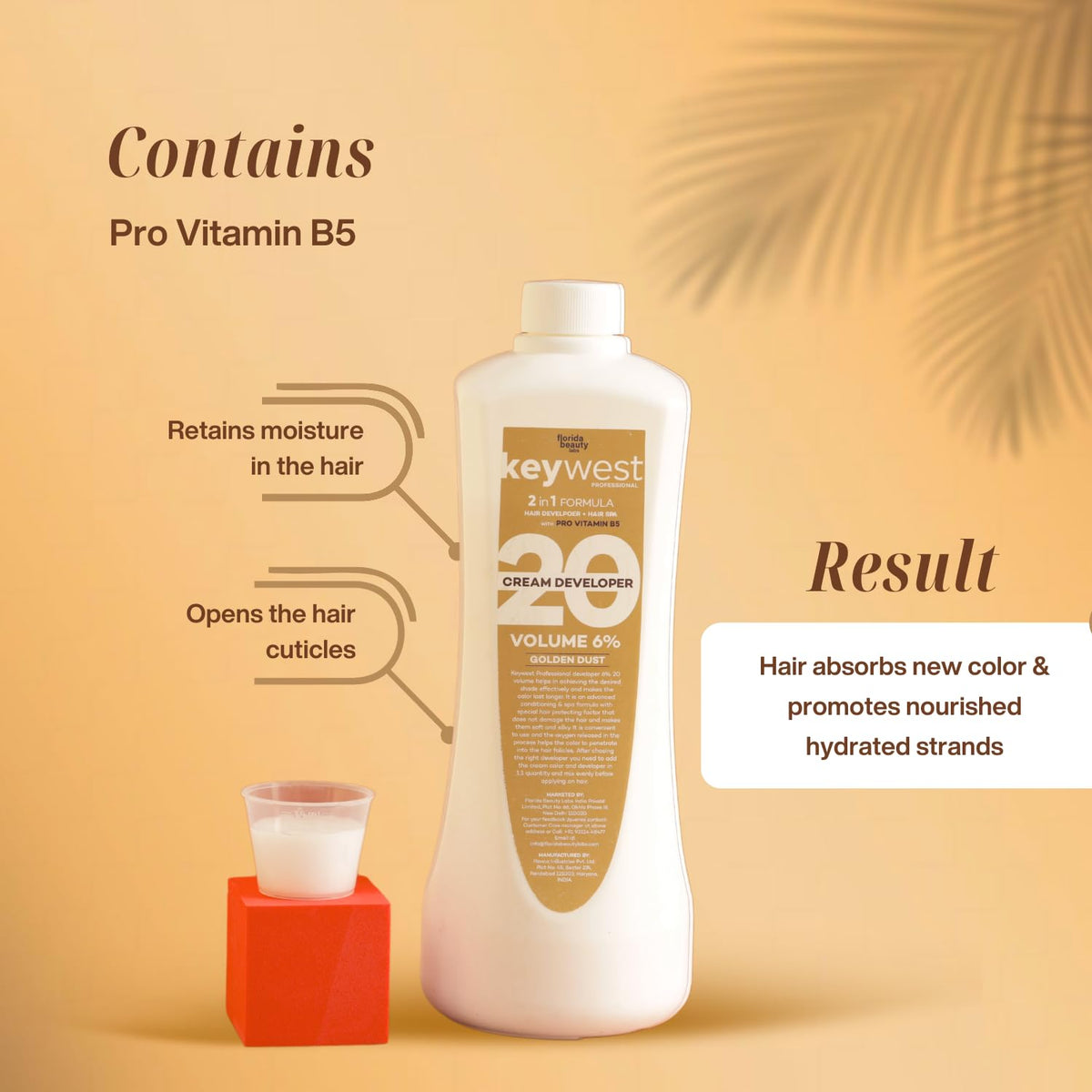Keywest Professional Hair Color Developer 20 Volume 6% 1000ml + Hair Color Tube No. 3 Dark Brown 80gm (Ammonia Free) | 2in1 Formulation with Enriched Pro Vitami