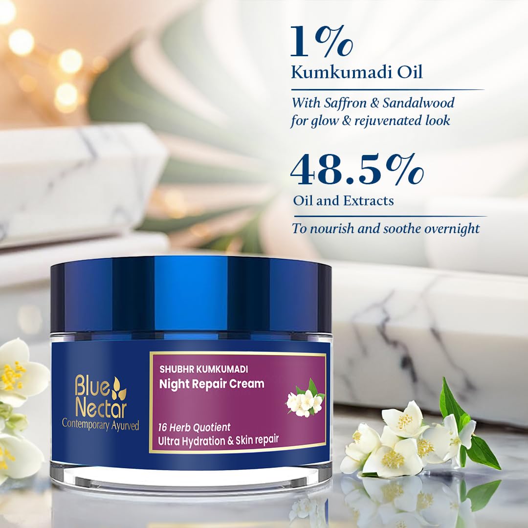 Blue Nectar Kumkumadi Night Cream for Women Glowing Skin & Ultra Hydration