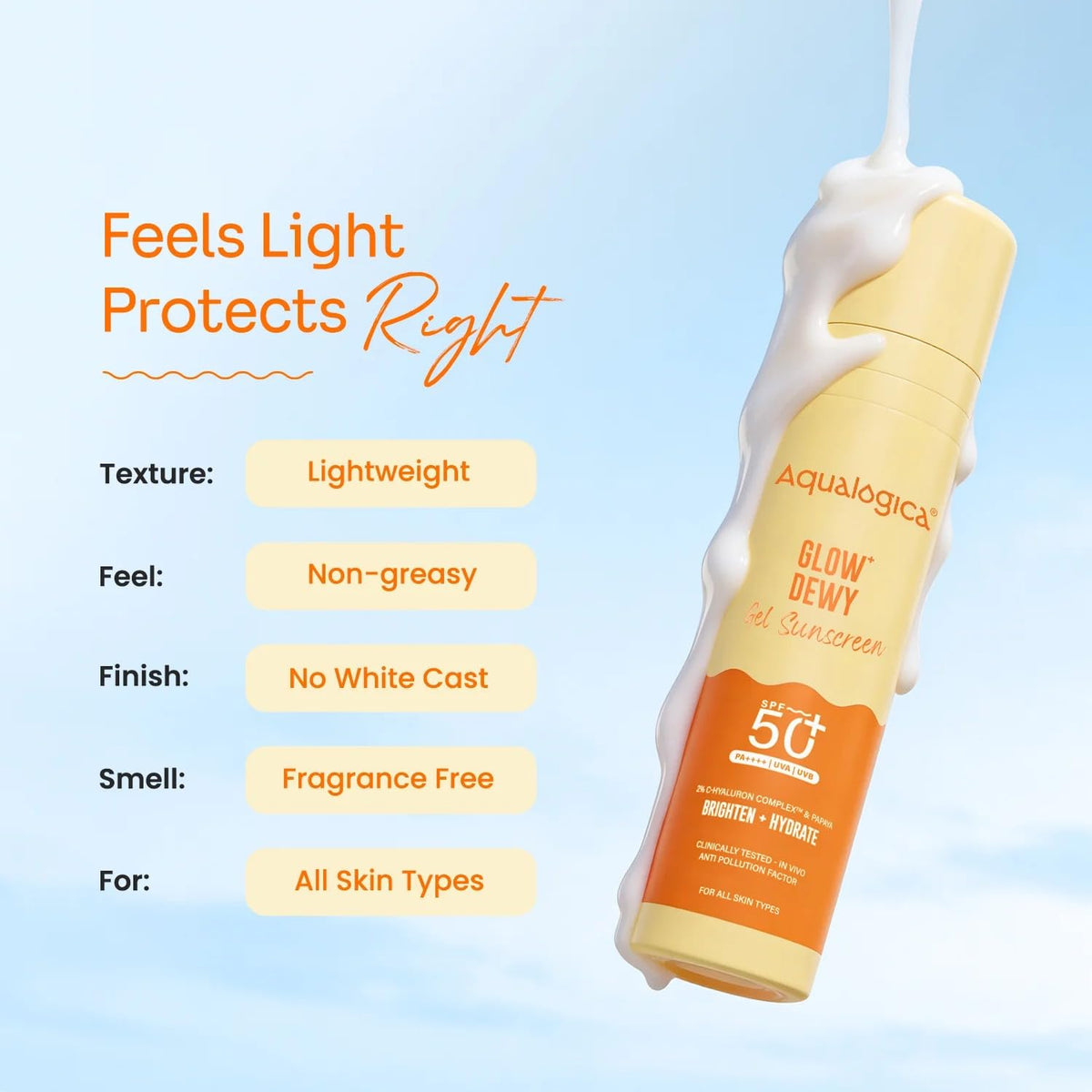 Aqualogica Glow+ Dewy Gel Sunscreen - 50 g x 3 | SPF 50+ PA++++ | In-Vivo Tested | New-age Filters | 12-Hour* Sun Protection | Tan Protection | For Bright & Hyd