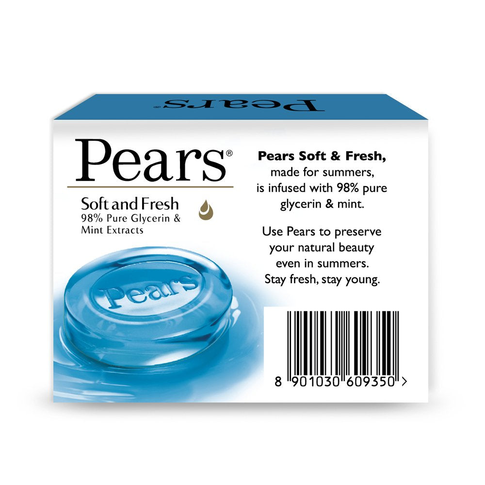 Pears Soft and Fresh Soap Bar, 125g (Buy 4 Get 1 Free)