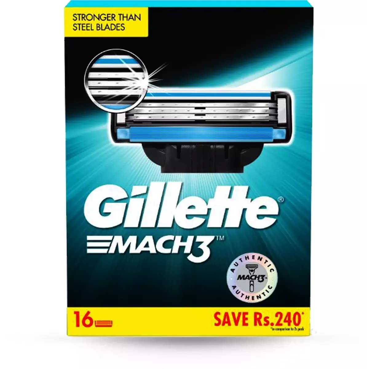 Gillette Men Mach 3 Shaving Blades- Pack Of 16 (Cartridges) & Classic Sensitive Shave Foam - 418 G (33% Extra)