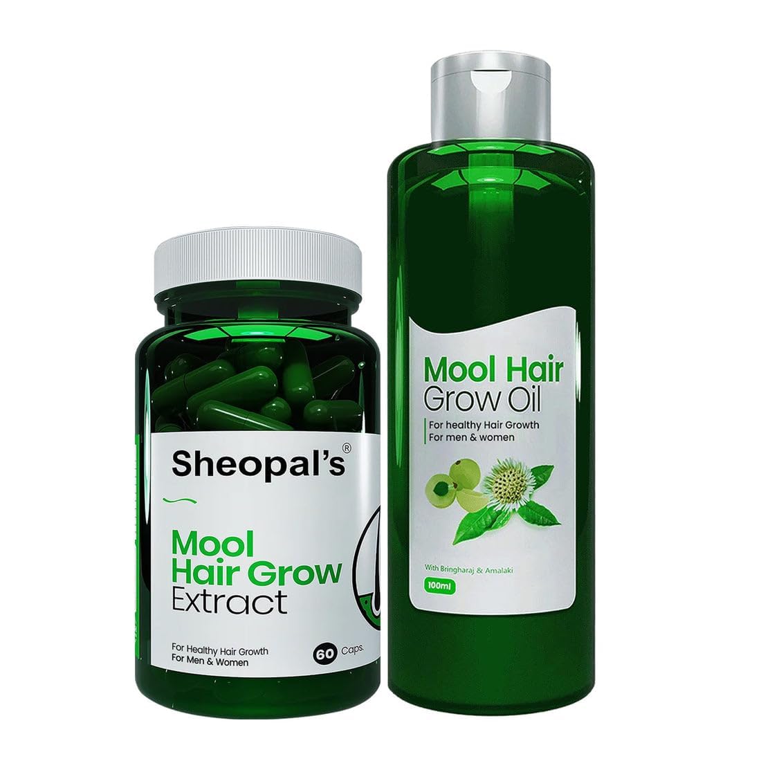 Sheopal's Mool Hair Grow Oil and Growth Capsule (100 ml + 60 Capsule) Promotes Healthy Strong Anti-Fall DHT Blocker for Both Men & Women