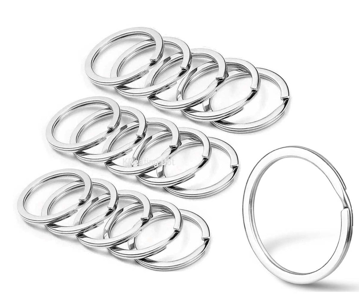 10 Pieces of 30mm Metal Flat Key Jump Rings | Durable Split Keyrings for Keychains, Crafts, Dog Tags, Collars, Jewelry Making (KRBR-010)