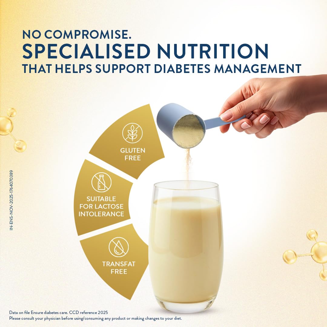 Ensure Diabetes Care- High Protein, High Fibre & 4X Myo-Inositol | Support Blood Sugar, Weight Management, Cholestrol Reduction, 950gm (Vanilla) | Zero Added Sucrose