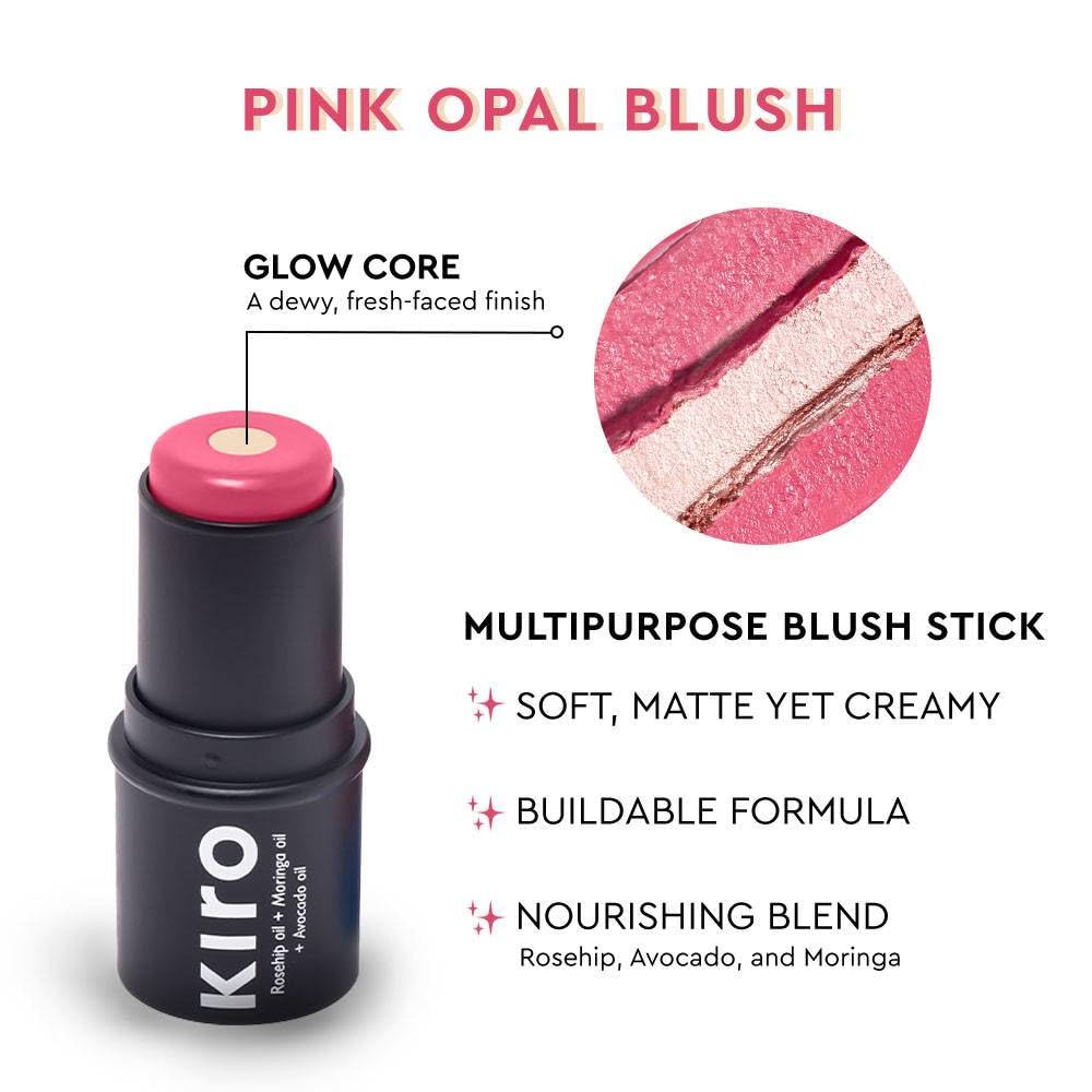 Kiro Wonder Wand Multi-Stick - Pink Opal, 7.5g | 3-in-1 Stick - Blush, Eyeshadow & Lip Tint | Creamy, Weightless & Long-Lasting | Rosehip, Avocado & Moringa Oil Infused | Hydrating with Glowing Core