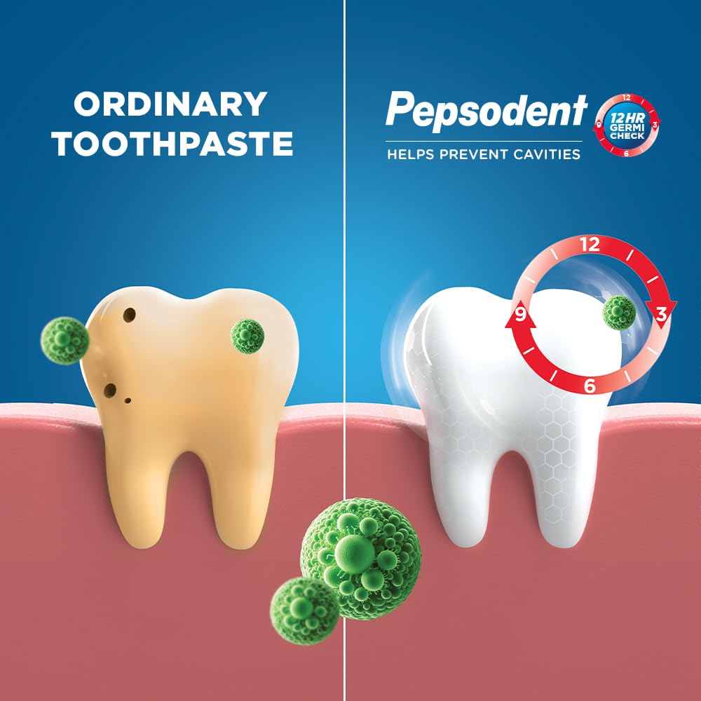 Pepsodent Germicheck Anti cavity Toothpaste | 12 HR protection from cavity germs | Mint flavour|| Multipack_300G (150g*2) 300 g (Pack of 1)