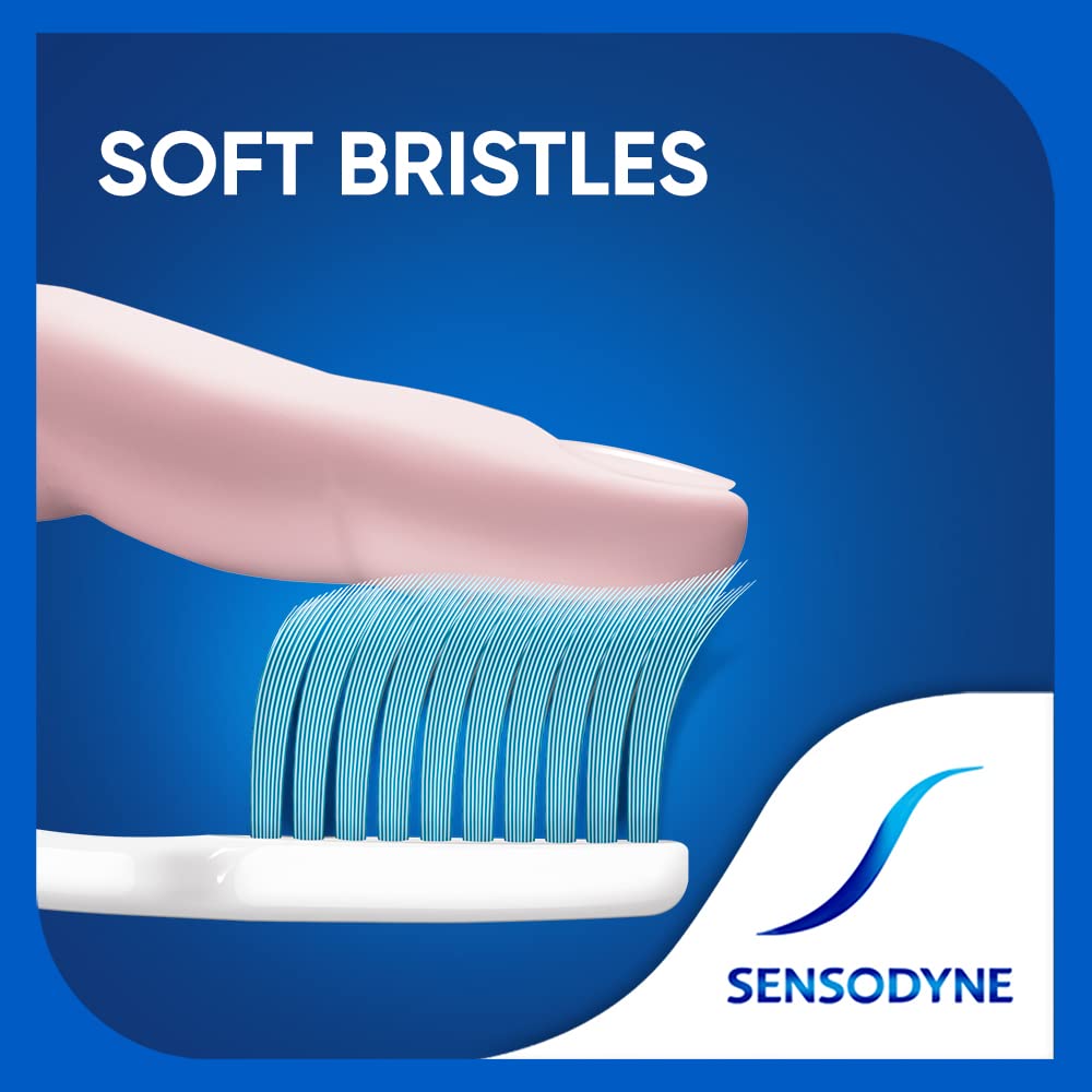 Sensodyne Toothbrush: Sensitive manual tooth brush with soft rounded bristles for adults, 3 pieces (Multicolor) 3 count (Pack of 1) Toothbrush