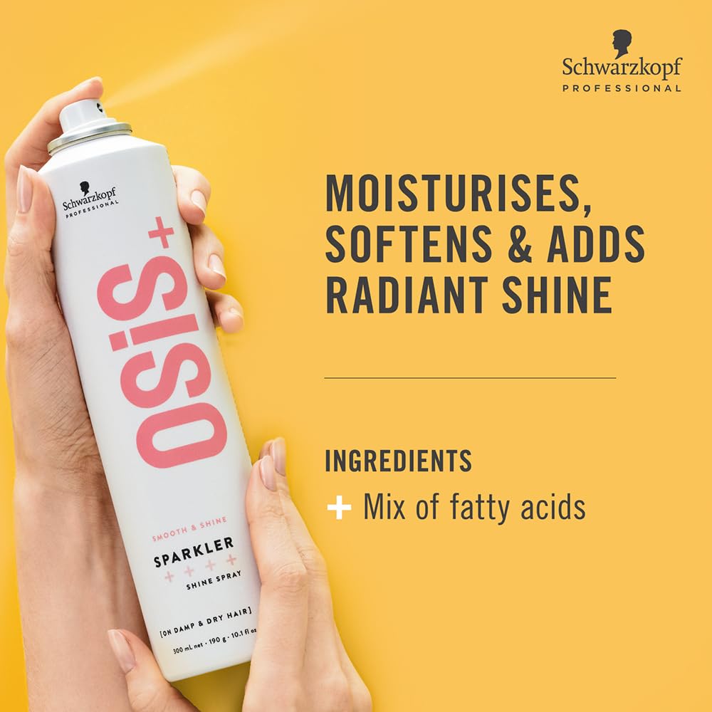 Schwarzkopf Professional OSiS+ Sparkler Shine Spray | Instant Shine & Lightweight Conditioning Spray for Men & Women | Anti-Frizz & Smooth Finish for All Hair Types - 300 ML