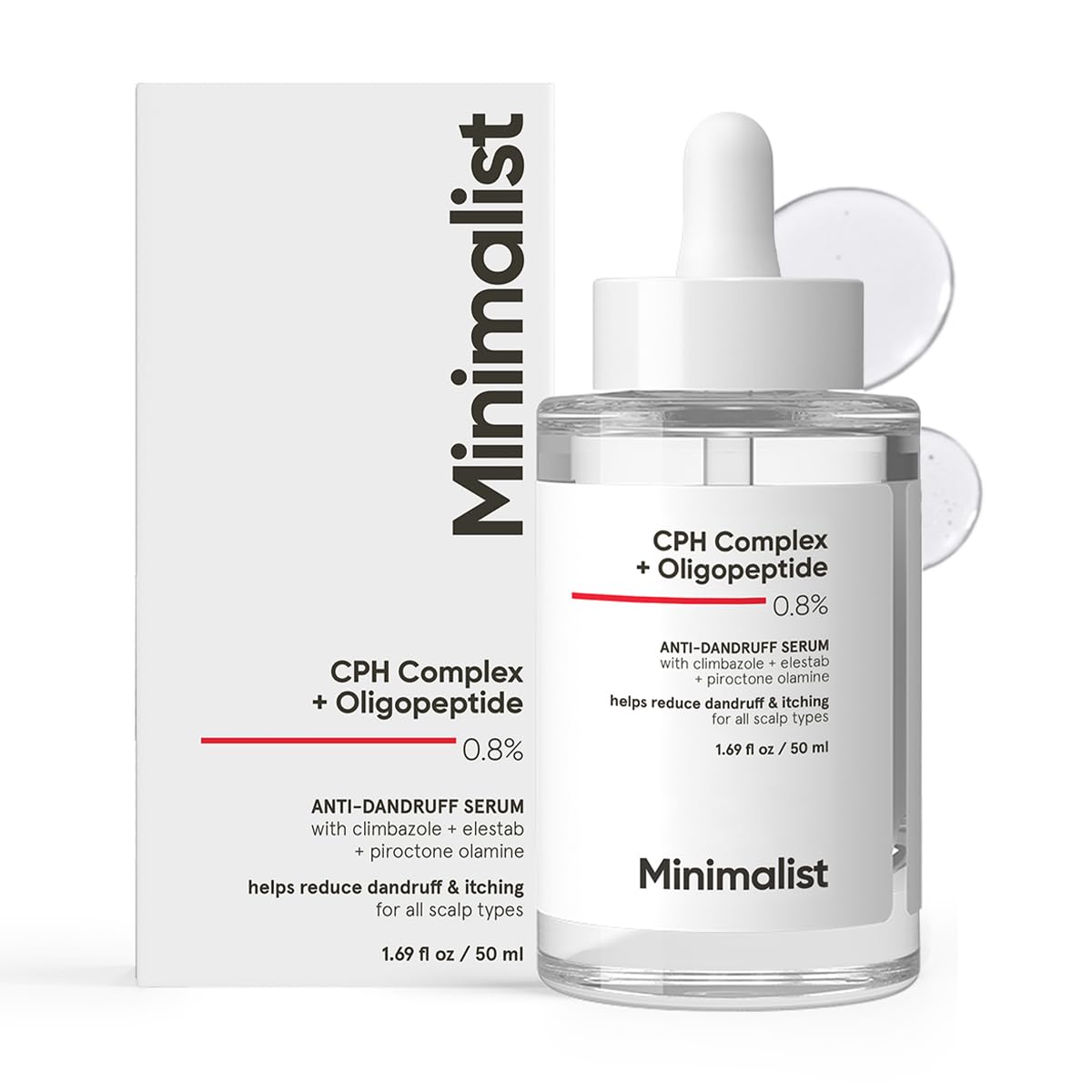 Minimalist Anti-Dandruff Hair Serum for Scalp | Pre Shampoo Treatment with CPH Complex & Oligopeptide 0.8% | With Elestab Advanced Anti Dandruff Molecule | For