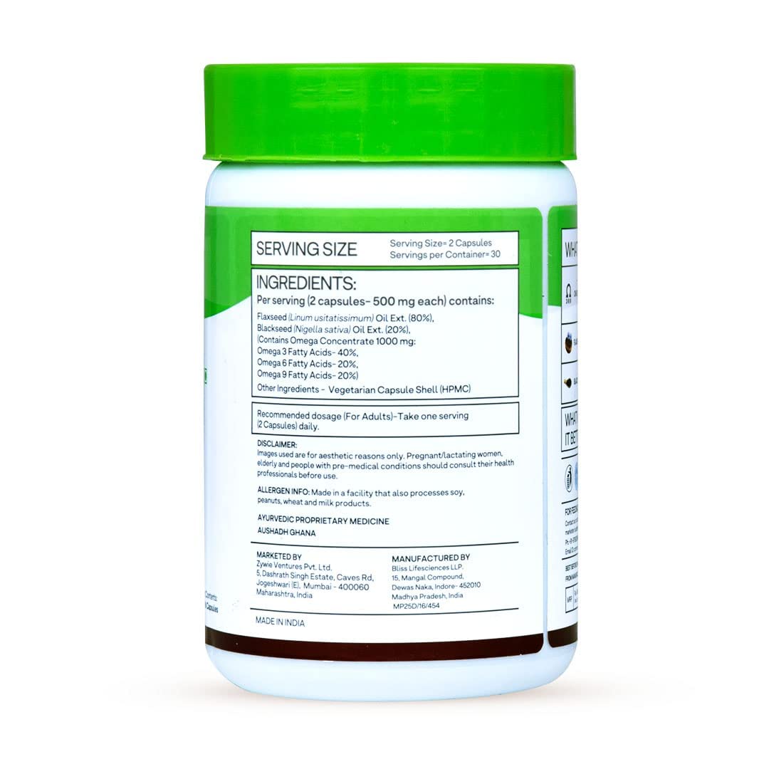 OZiva Magnesium Triple Complex 60 Veg Tablets & Plant Based Omega 3 6 9 Multivitamin Supplement 60 Cap