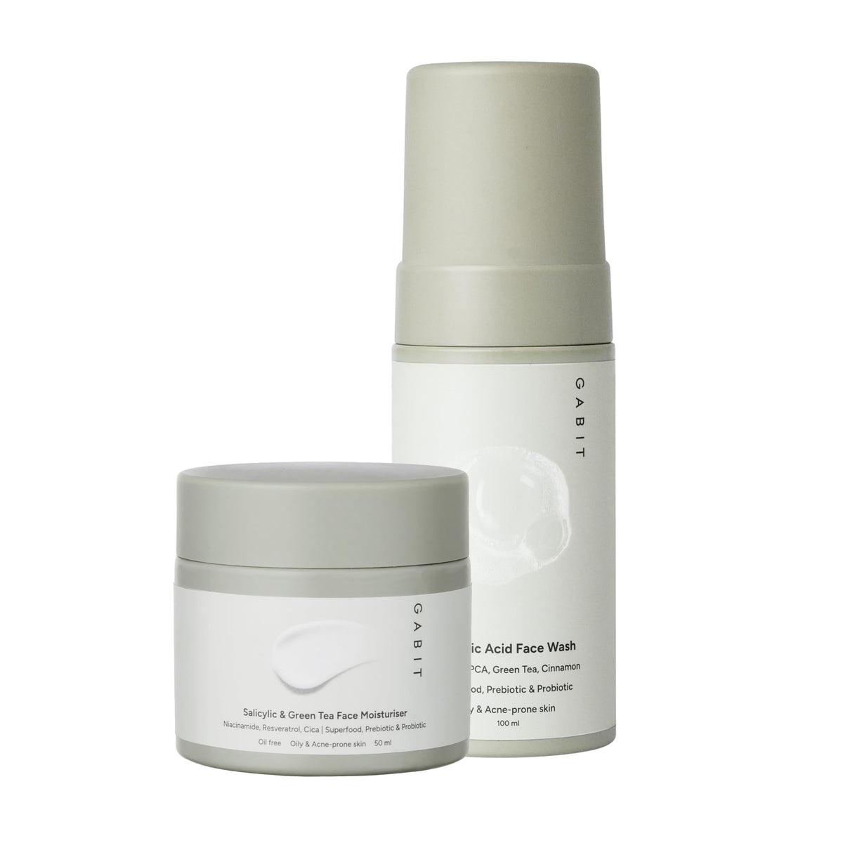 Gabit Oily Skin Essentials Kit | Kit for Women & Men with Salicylic Face Wash, Salicylic & Green Tea Face Moisturizer | 1.5% Salicylic, Deeply Cleanses & Contro