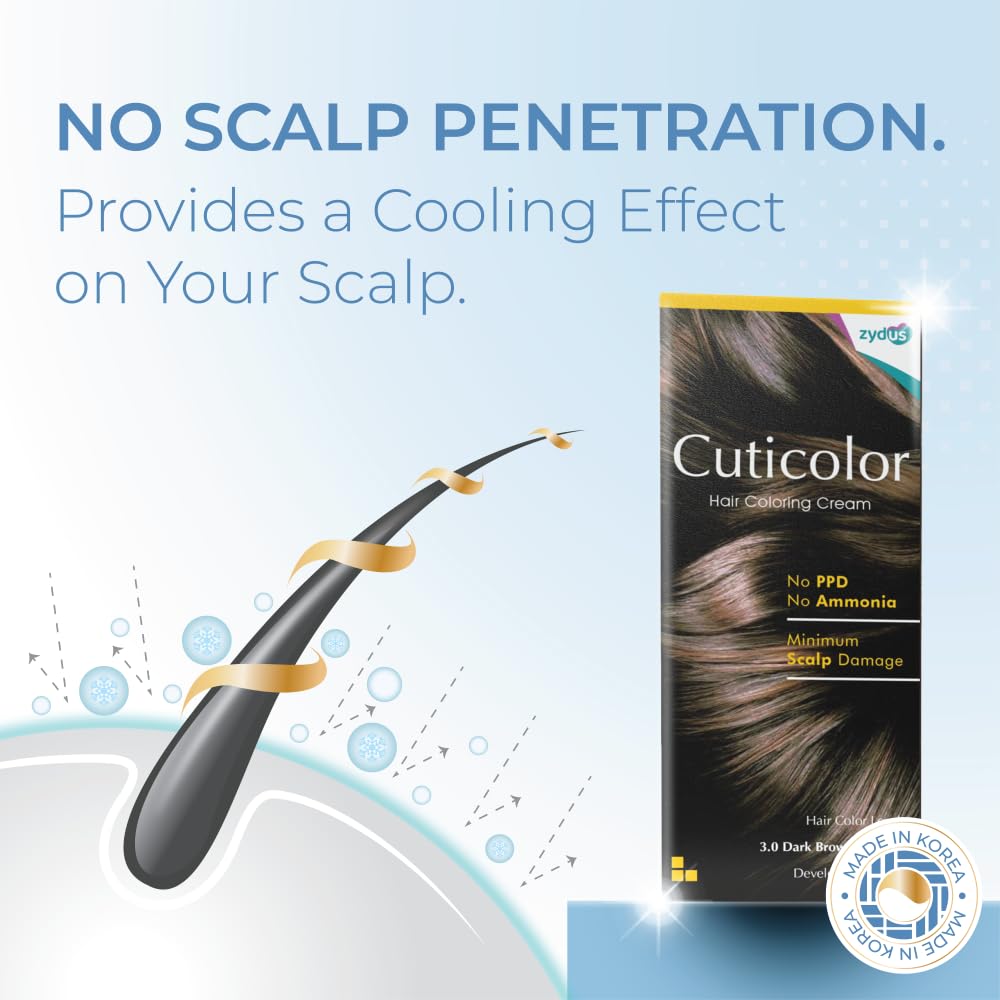 Cuticolor Permanent Hair Color Cream| Dr prescribed| Eco Mechanism for Preserving Scalp Health| No Ammonia| No PPD| Enriched with Portulaca & Boseivela Extracts