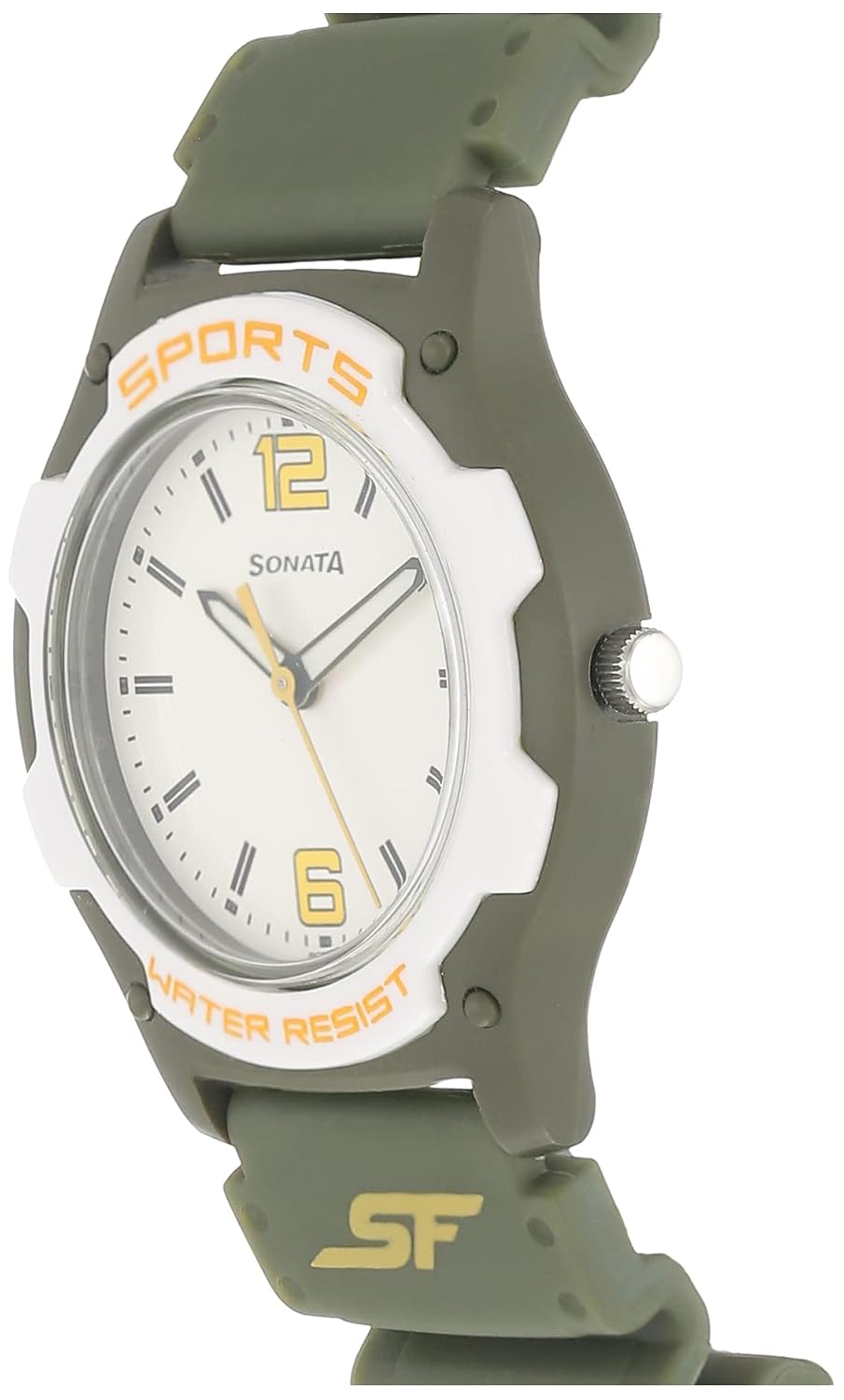 SF Quartz Analog White Dial Fern Green Plastic Strap Watch for Men - NT7921PP15