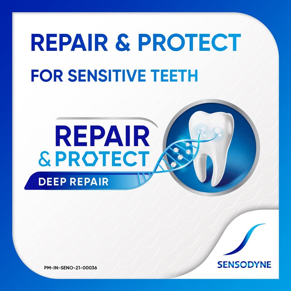 Sensodyne Toothpaste Repair & Protect Combo pack, tooth paste for deep repair of sensitive teeth, 140 gm multi-pack (70 gm x 2) (Pack of 2)