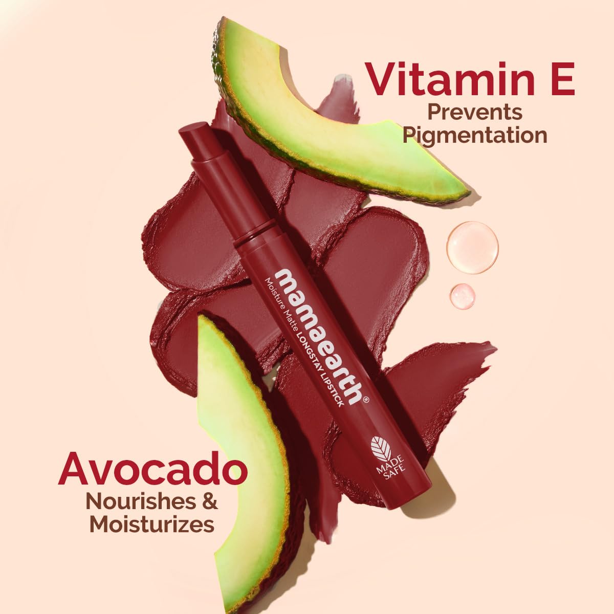 Mamaearth Moisture Matte Longstay Lipstick with Avocado Oil & Vitamin E for 12 Hour Long Stay - 2 g (Raisin Punch)