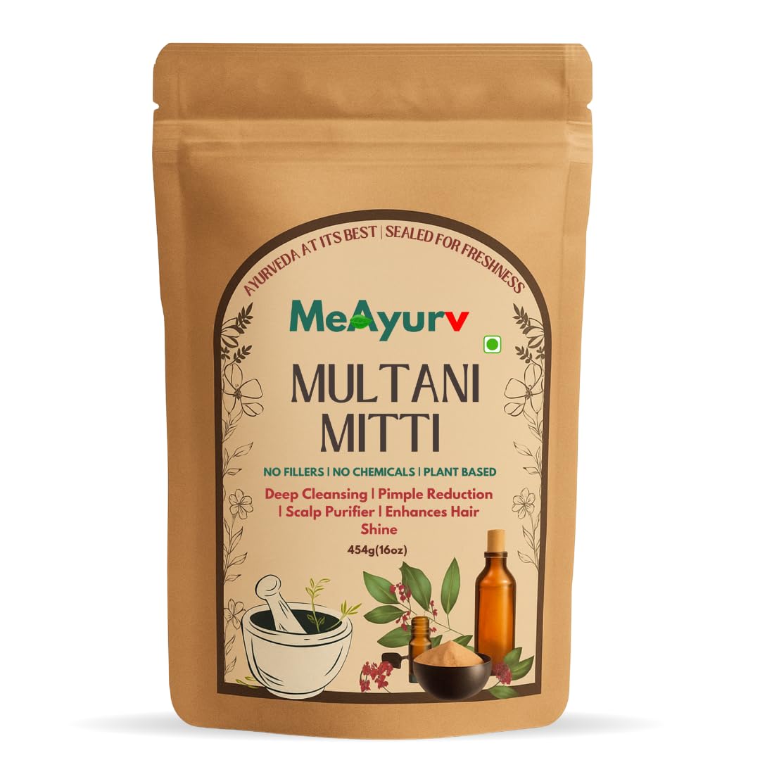 Multani Mitti Powder (Fuller’s Earth Clay) 55g | 100% Pure & Natural Indian Healing Clay for Face Pack & Hair Care – Detoxifying Skin Cleanser, Oil Control Mud
