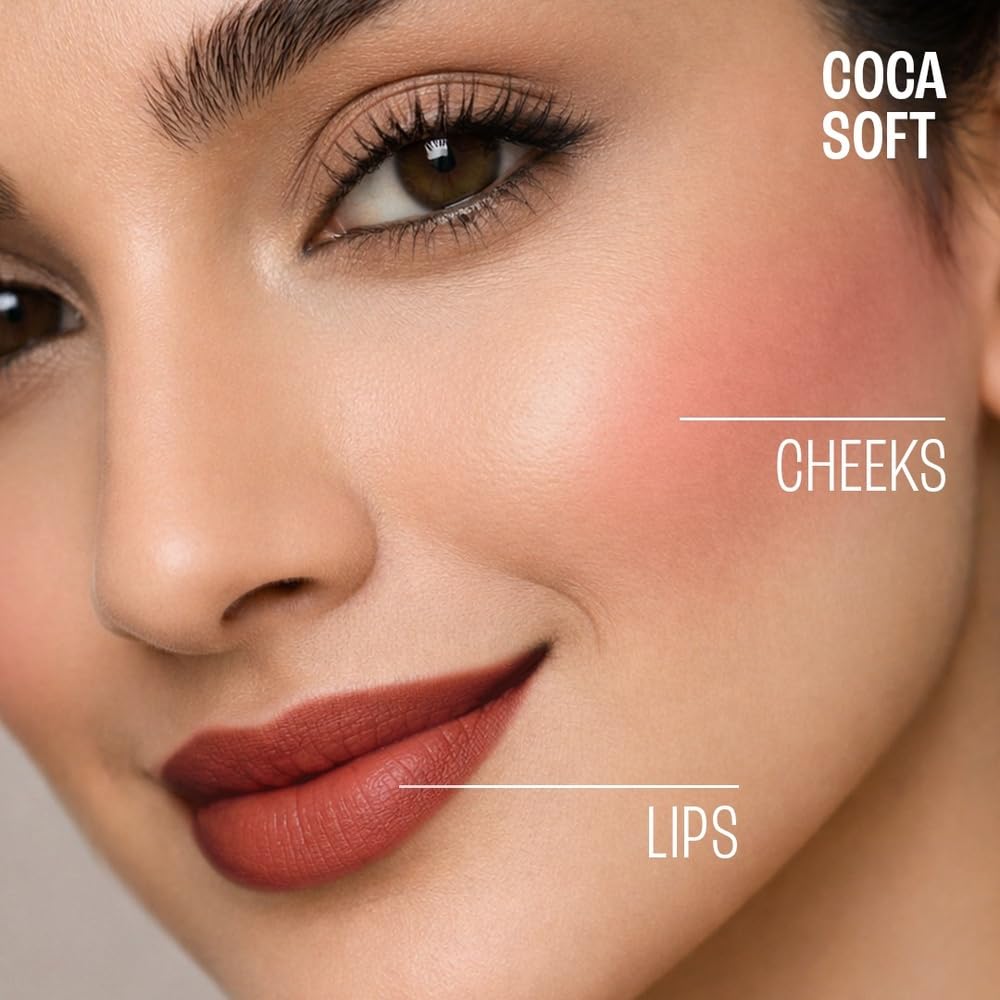 LAKMÉ 9 To 5 Weightless Matte Mousse Lip & Cheek Color, Coca Soft, 9 G Cocoa Soft 9 g (Pack of 1)