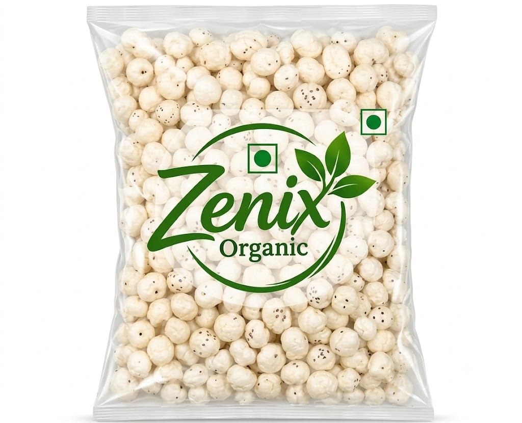 Zenix Organic Phool Makhana 100gm | Fox Nuts Lotus Seed | Healthy Crunchy Snack | Protein-Rich, Low-Calorie Superfood | Ideal for Fasting Food And Diet | Light