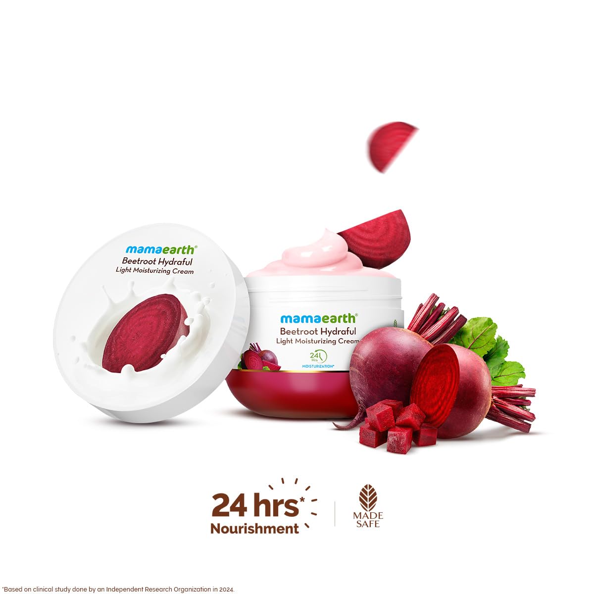 Mamaearth Beetroot Hydraful Light Moisturizing Cream with Beetroot & Hyaluronic Acid | For Hydrated Pink Glow | For Face, Hand & Body | 24-H Moisturization | Qu