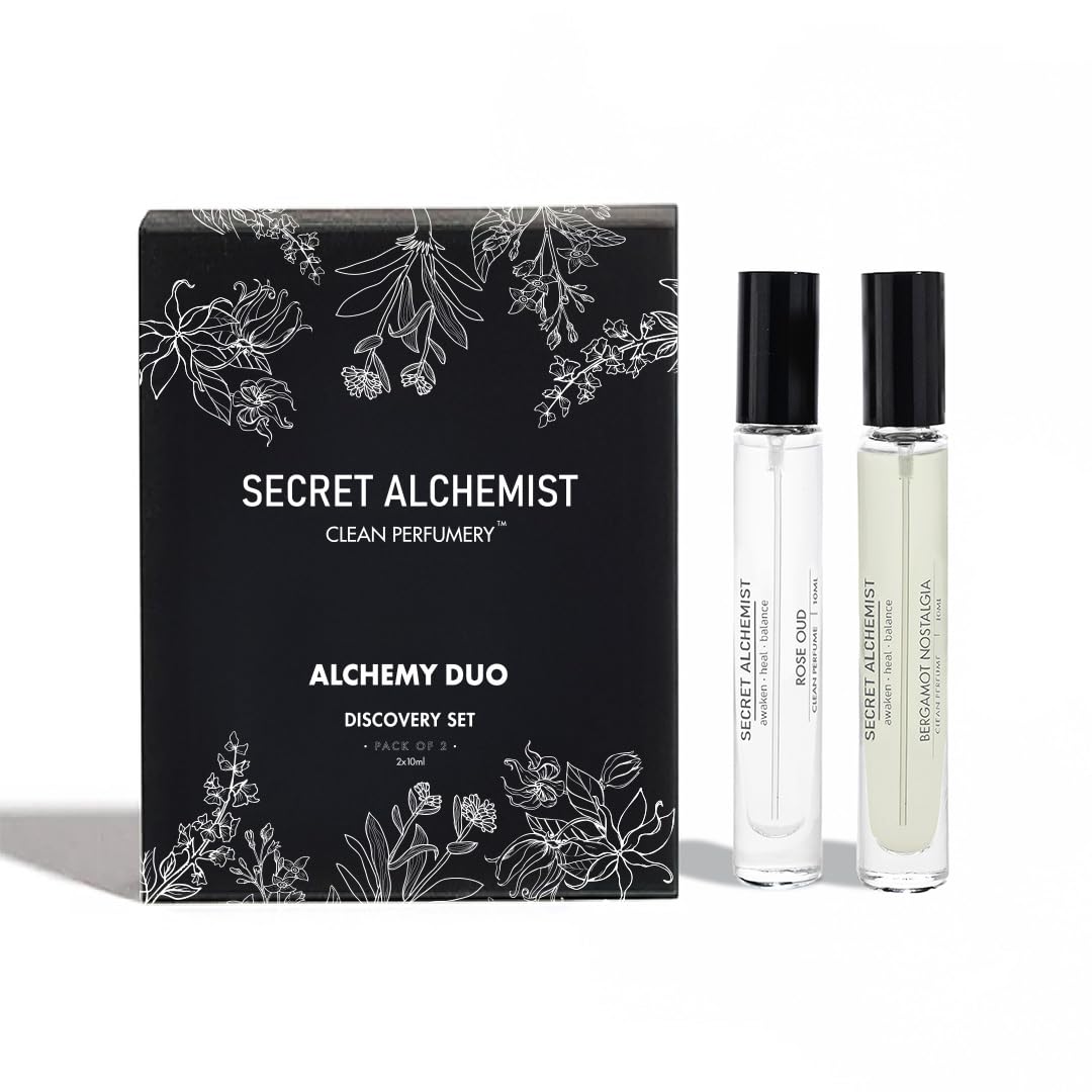 Secret Alchemist Clean Perfume Duo Discovery Set – 10ml x 2 Long Lasting Unisex EDP Gift Set for Women & Men | Floral & Fresh | High Concentration, Travel Size,