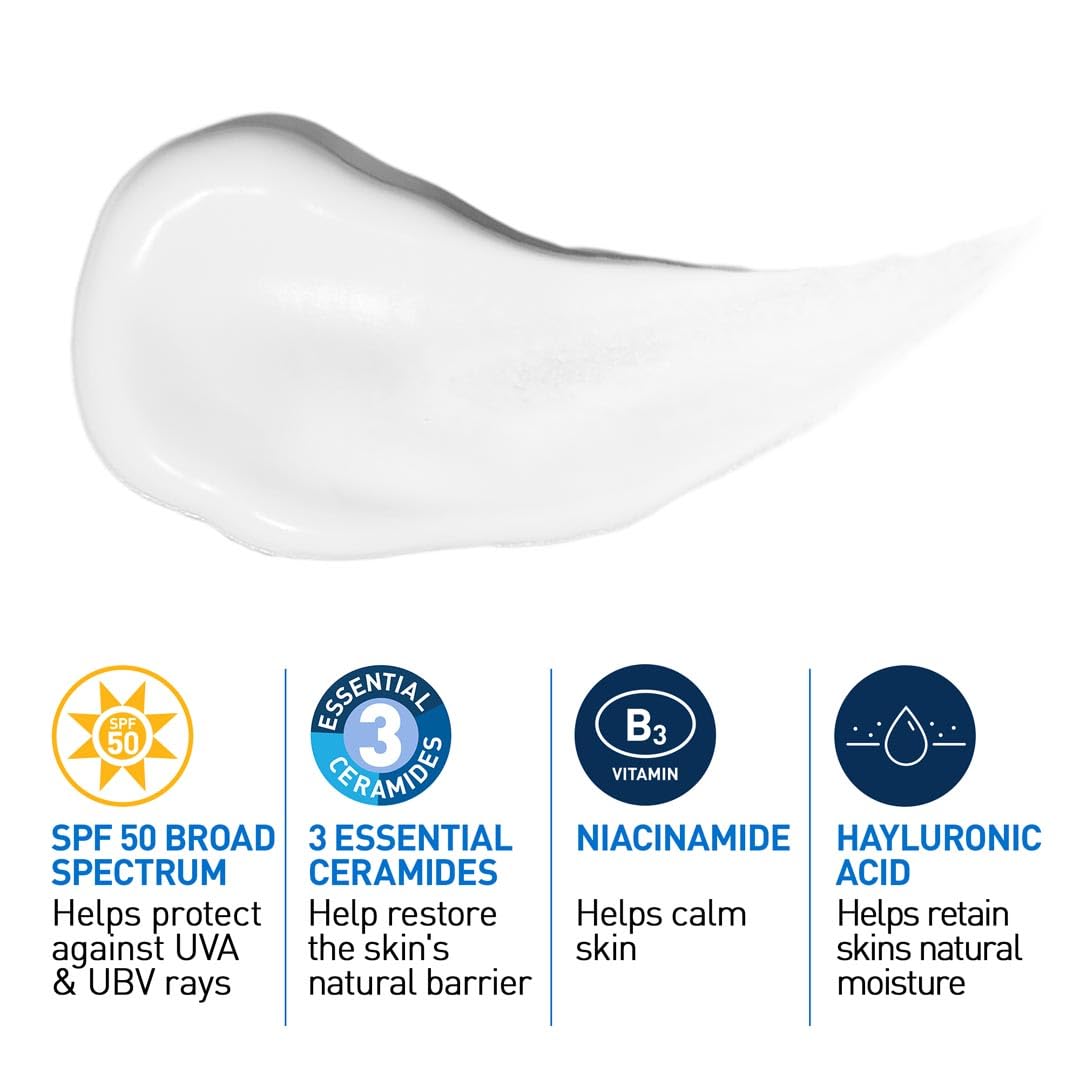 CeraVe AM Facial Moisturizer (52ml) SPF 50 and Moisturizing Lotion (236ml) with 3 Essential Ceramides & Hyaluronic Acid