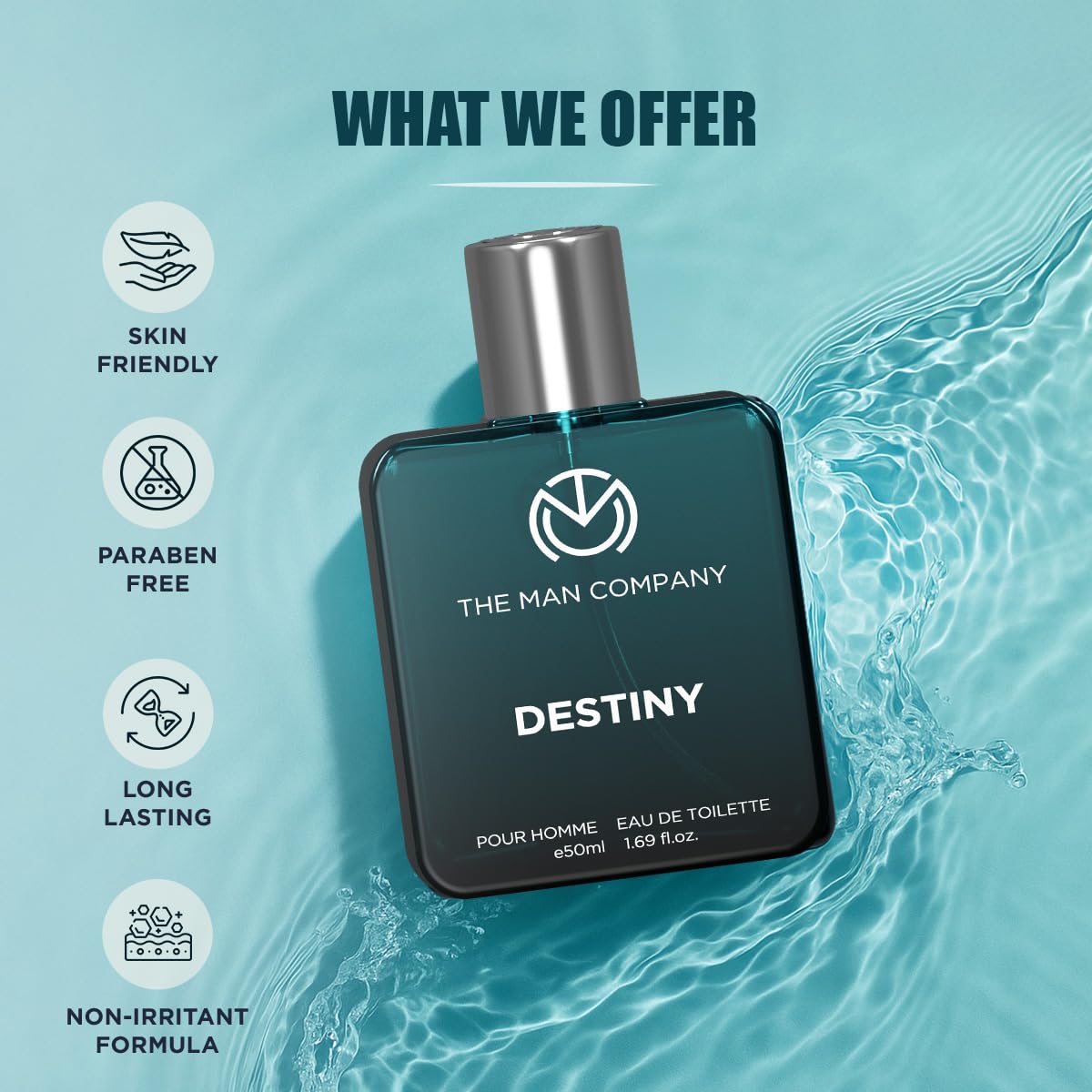 The Man Company Destiny Premium Perfume for Man | EDP 50ml | Gift for Man | Long Lasting Fragrance for Men | Valentine gift Set for Boyfriend, Husband