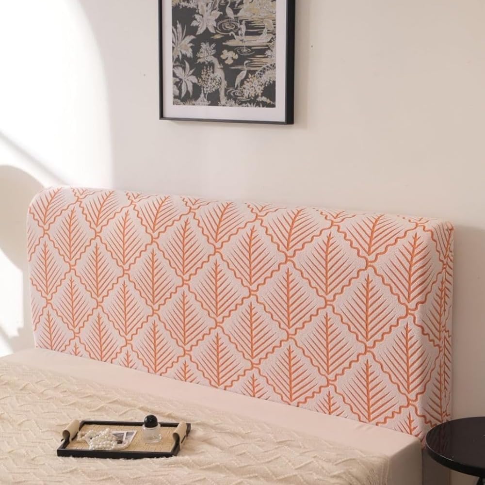 HOMETHREADS 200 GSM Stretchable Jacquard Headboard Cover | Soft, Dust-Proof & Wrinkle-Resistant Bed Back Protector | Fits Leather, Wooden & Fabric Bedsides |for