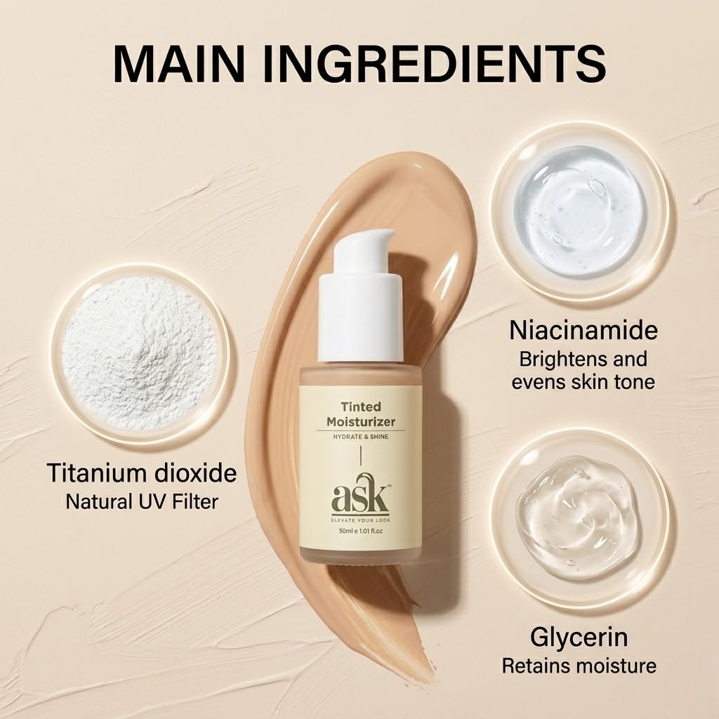ASK Tinted Moisturizer Cream for Men 30ml | BB Cream | Improves Uneven Skin Tone | Lightweight | Non-Greasy | Hydrating Face Cream | Long-Lasting | All Skin Typ