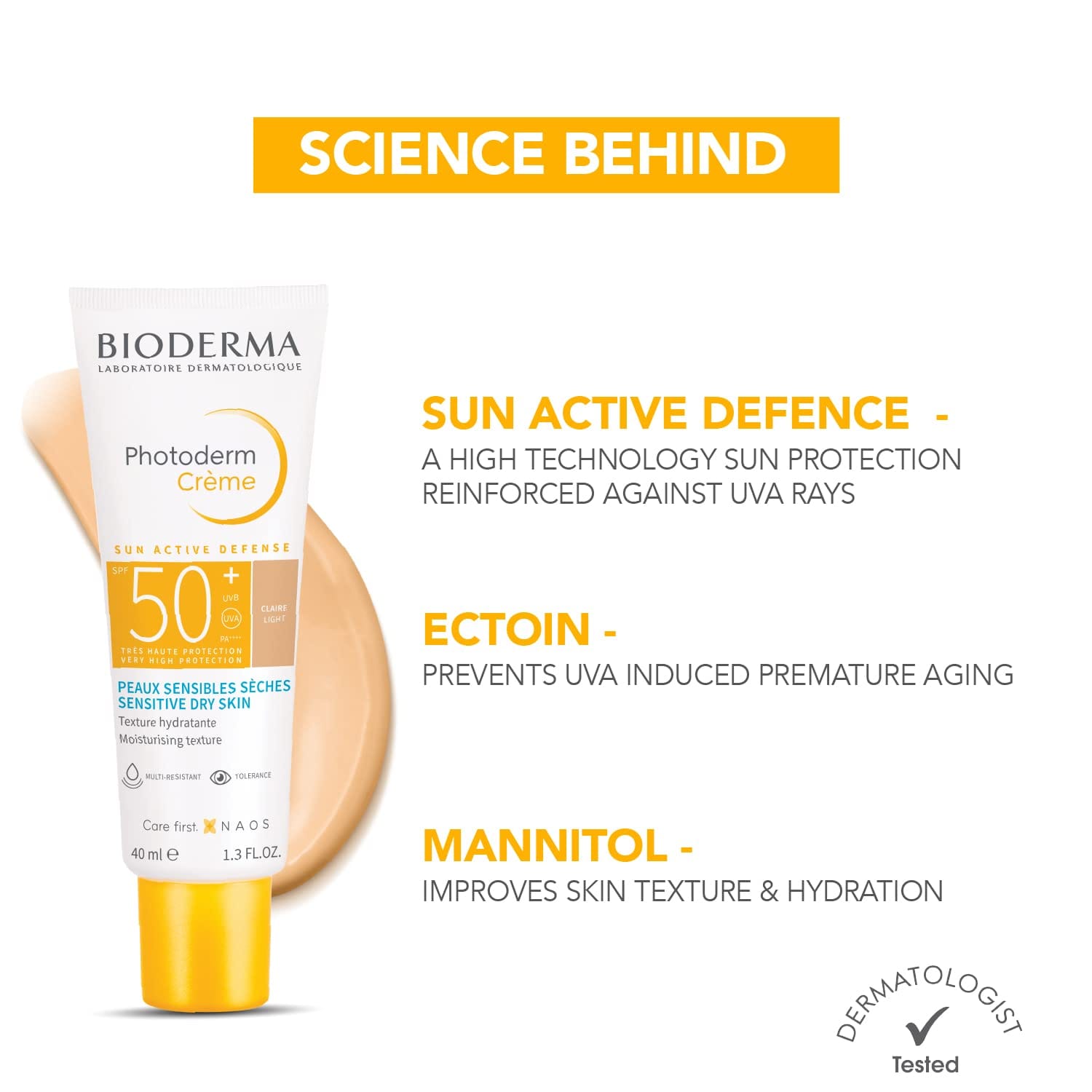 Bioderma - Photoderm Creme Teinte Claire SPF 50+ Sunscreen Normal To Dry Sensitive Skin (40mL)