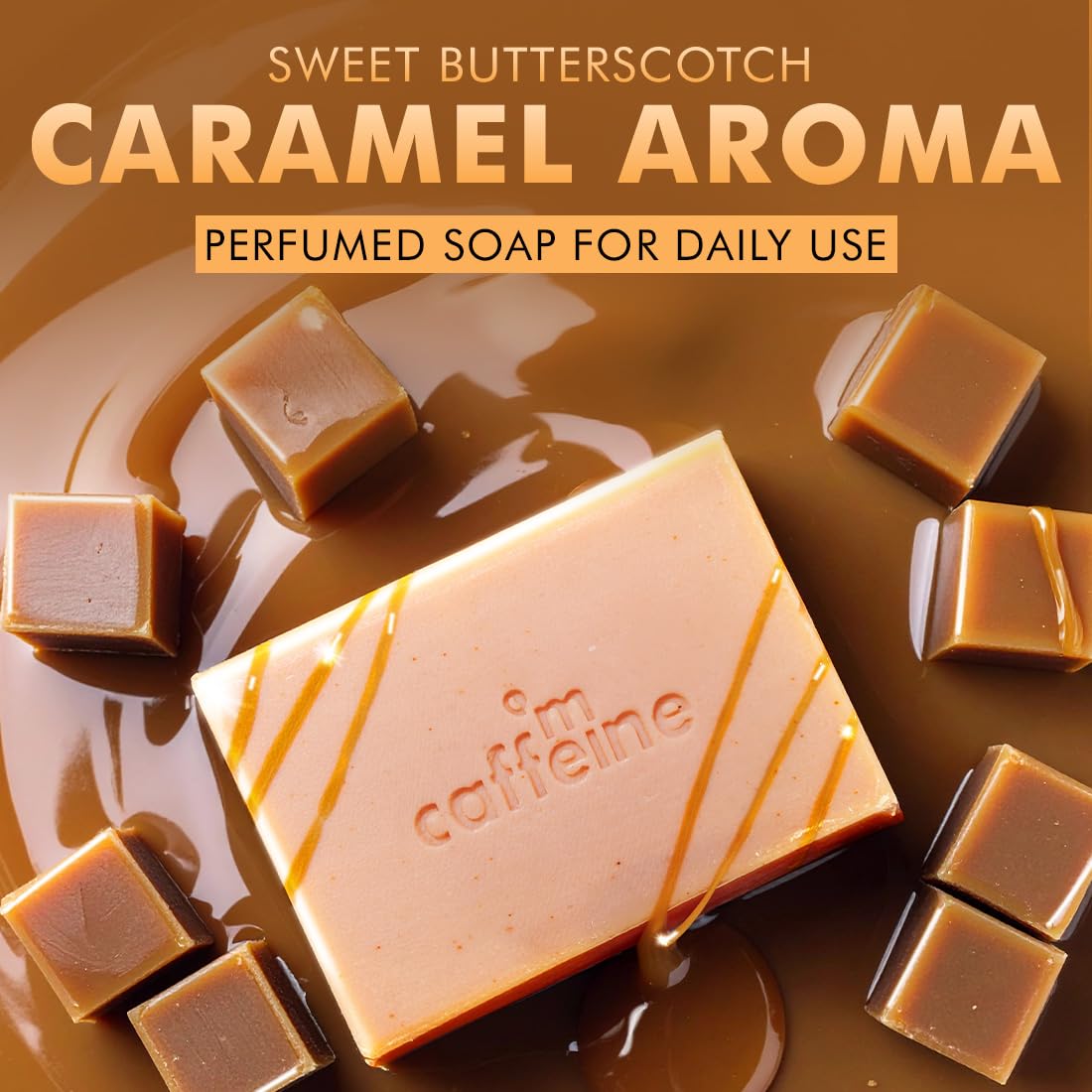 mCaffeine Exfoliating Tan Removal Soap - 1% Salicylic Acid & Lactic Acid - Pack of 3x100g | Coffee & Exfoliating Particles - Soft, Glowing Skin | Sweet Caramel