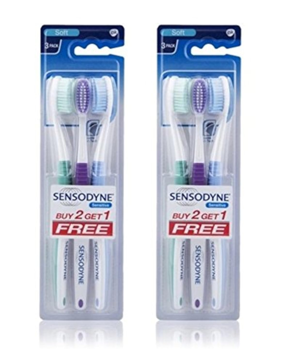 Sensodyne Sensitive Toothbrush Soft Sensitive Teeth, 3 Count (Pack of 2) Assorted 3 Count (Pack of 2)