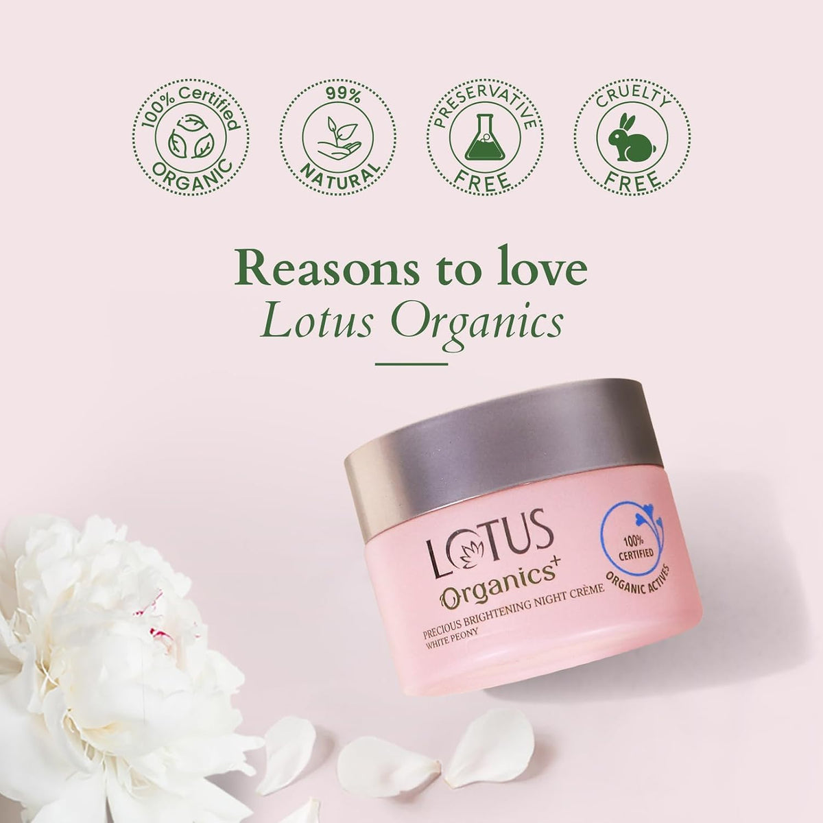 Lotus Organics+ Precious Brightening Night Cream 30G+Gel Mineral Sunscreen SPF 30,100G