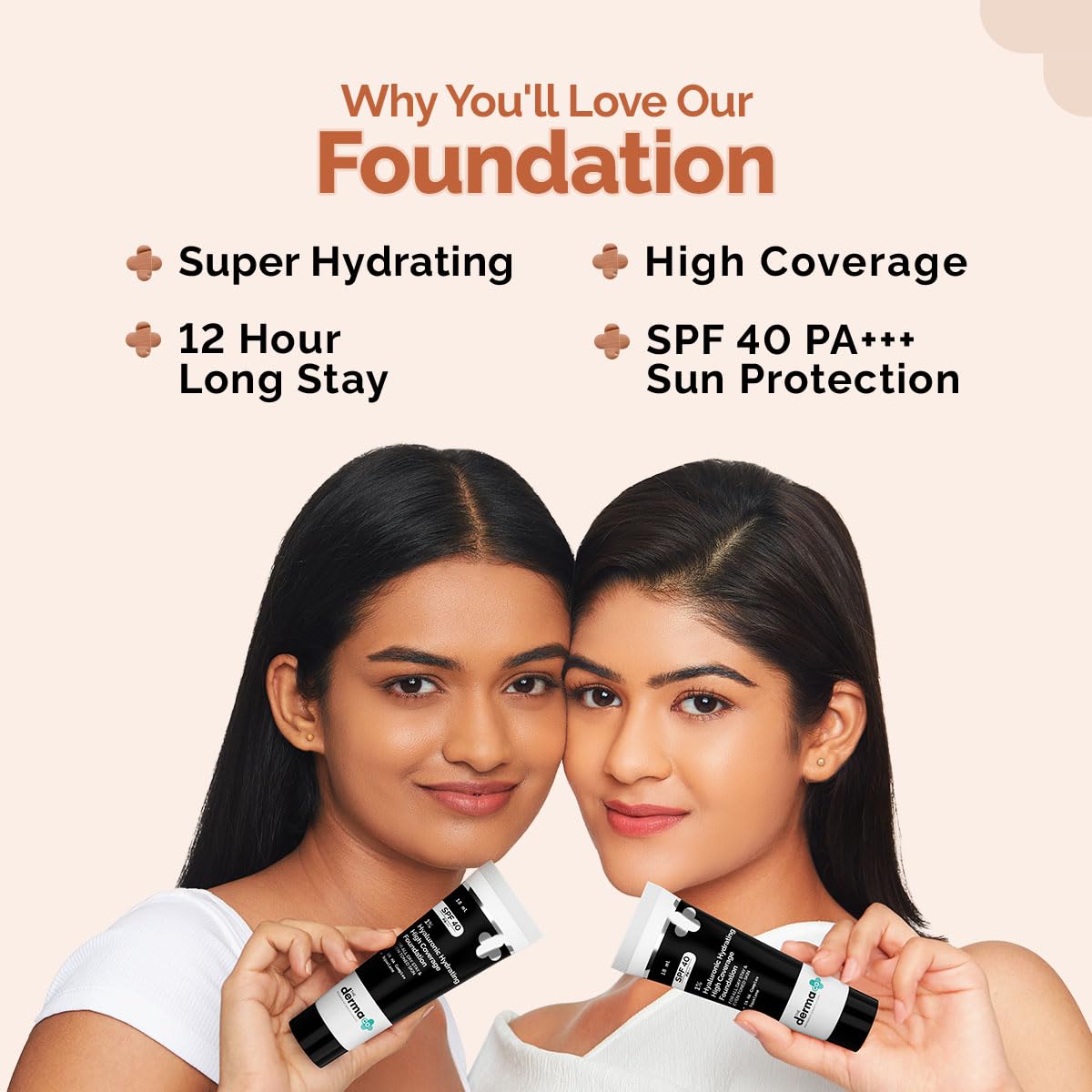 The Derma Co. 1% Hyaluronic Hydrating High Coverage Foundation With SPF 40 PA+++ for 12 Hour Long Stay & 12 Hour Oil Control | For All Skin Types & Even Skin - 18ml (03 Natural, 18ML)
