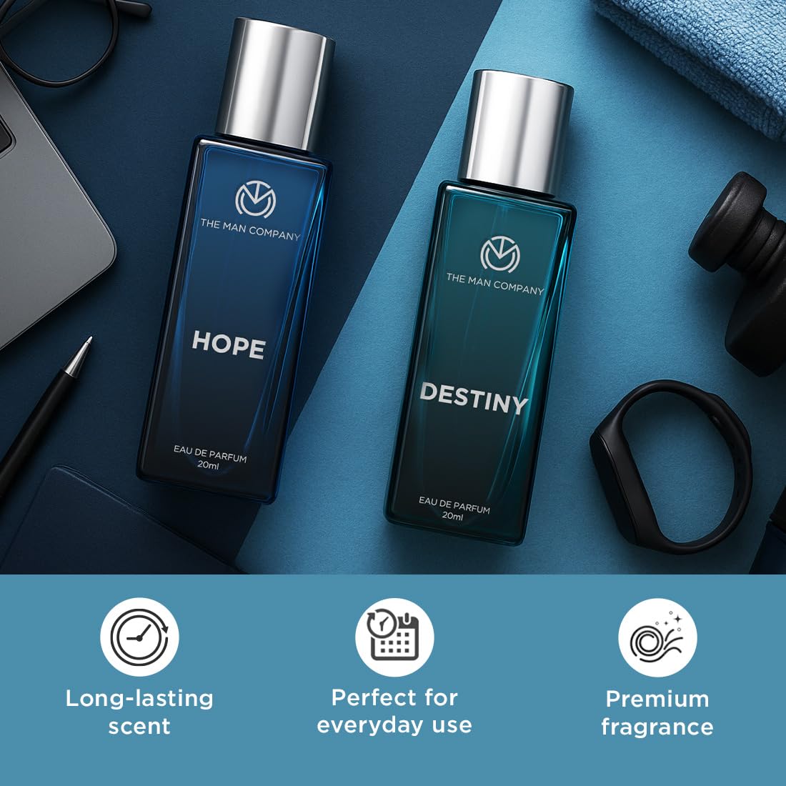 The Man Company Fragrance Fusion Duo, Hope and Destiny Perfume Gift Set | Eau De Parfum Set, 20ml x 2 | Gift for Man | Long-Lasting EDP | Premium Perfume for Ma