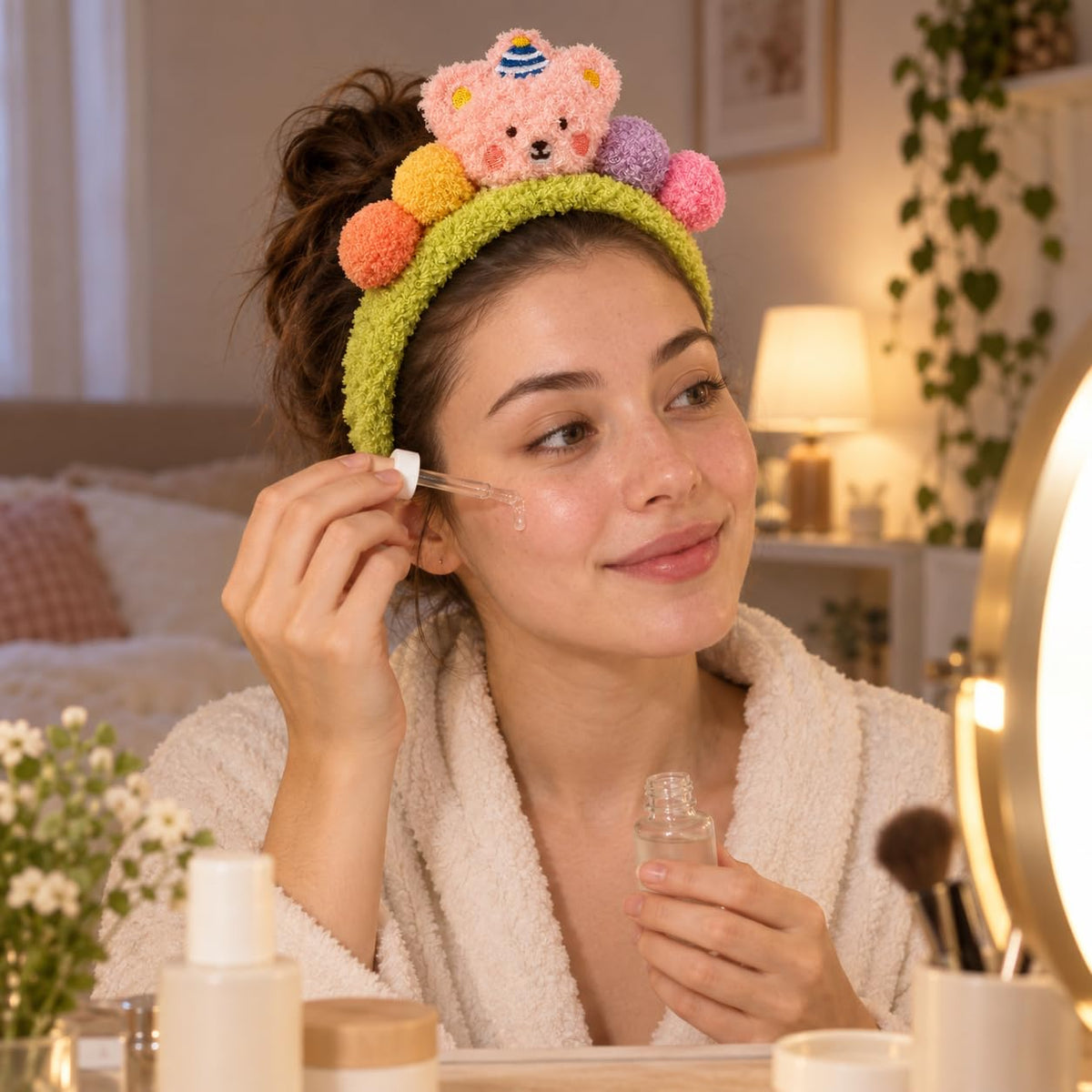 Cute Non-Slip Headband for Women, Korean Style Face Washing Hairband Coal Ball Headband
