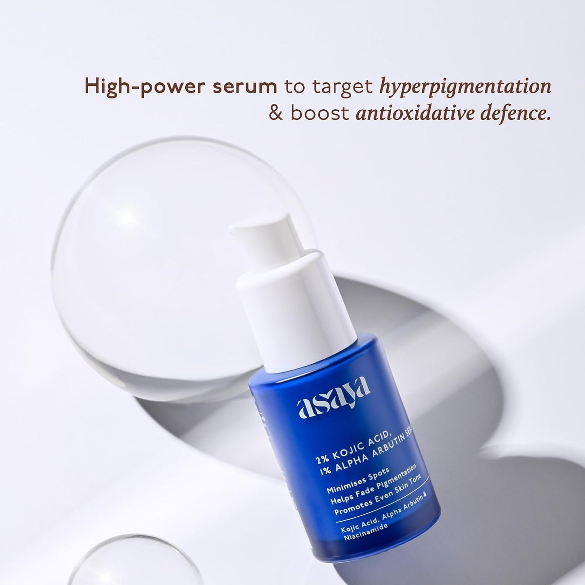 Asaya 2% Kojic Acid + 1% Alpha Arbutin Face Serum | Advanced Brightening & Pigmentation Correction | Lightweight Kojic Acid Serum for Even Tone & Radiant Skin |