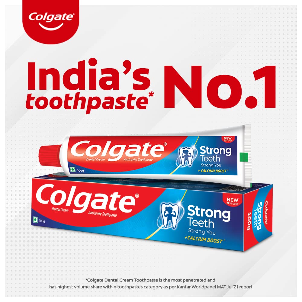 Colgate Cavity Protection Strong Teeth Toothpaste with Amino Shakti - 1000gm (500gX2) Saver Pack , India's No.1 Toothpaste