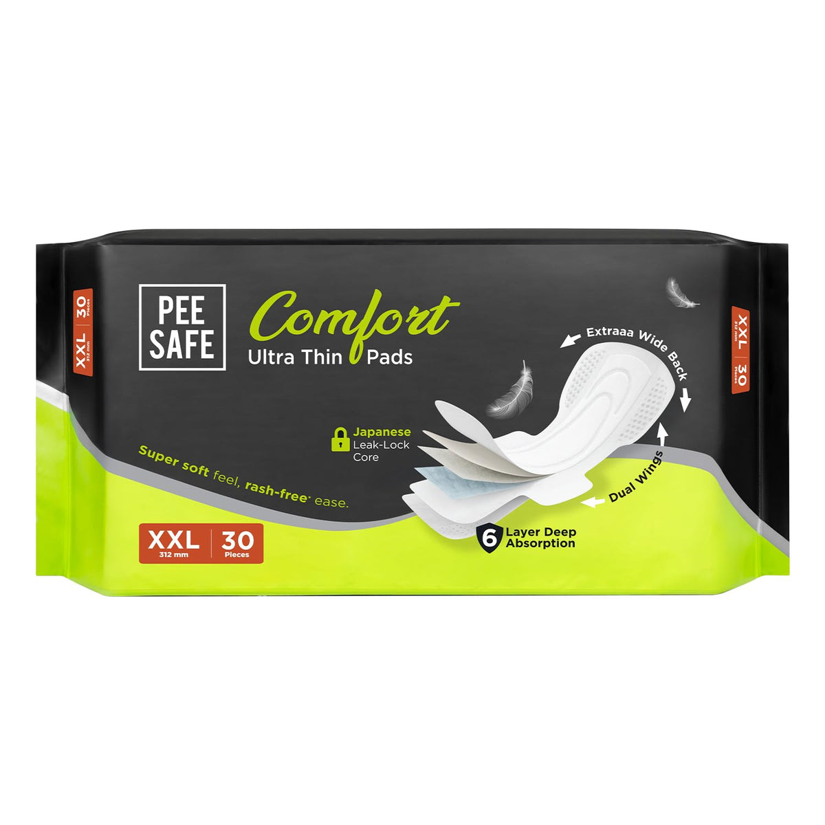 Pee Safe Comfort Ultra Thin Sanitary Pads For Women | XXL | 30 Pads 30 XXL Pads