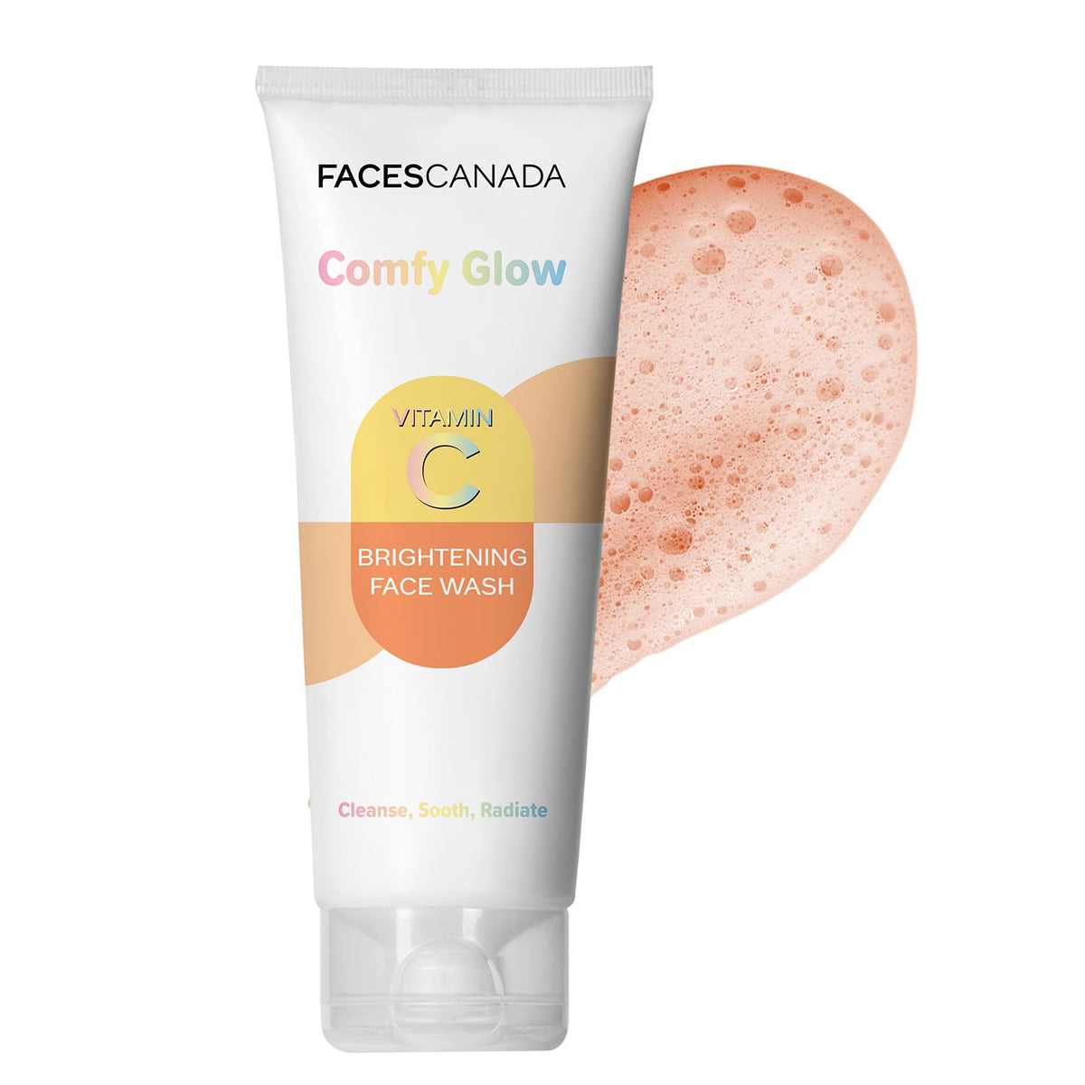 FACES CANADA Comfy Glow Vitamin C Face Wash - 50ml | Brightening & Refreshing Daily Cleanser | Removes Dirt, Oil & Impurities | Gentle, Hydrating & Glow-Boostin