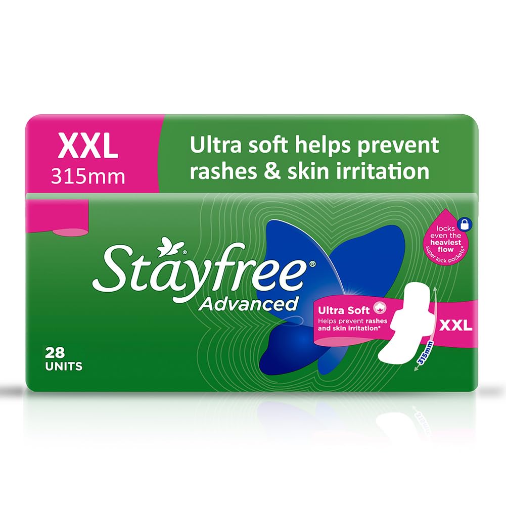 Stayfree Advanced XXL Ultra-Soft 28 Pads,Pack Of 1 With wings XXL (28 Count, Pack of 1)