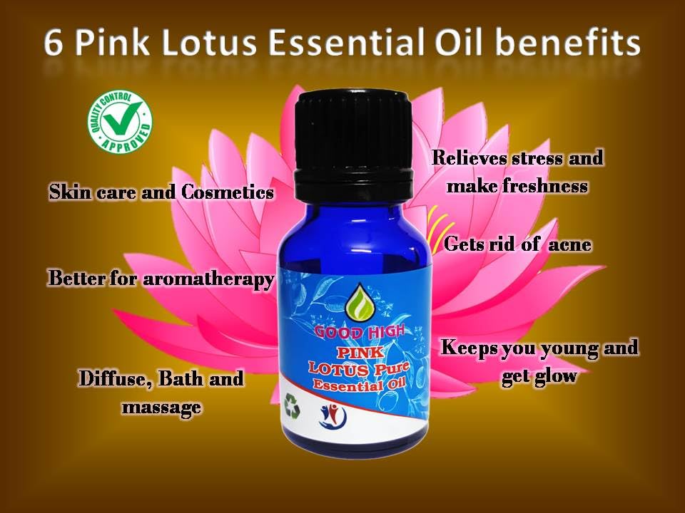 Good High Pink Lotus Oil 100% Pure Natural Organic Vegan and Undiluted - For Personal Care - By Good High (0.338 oz = 10 mL)
