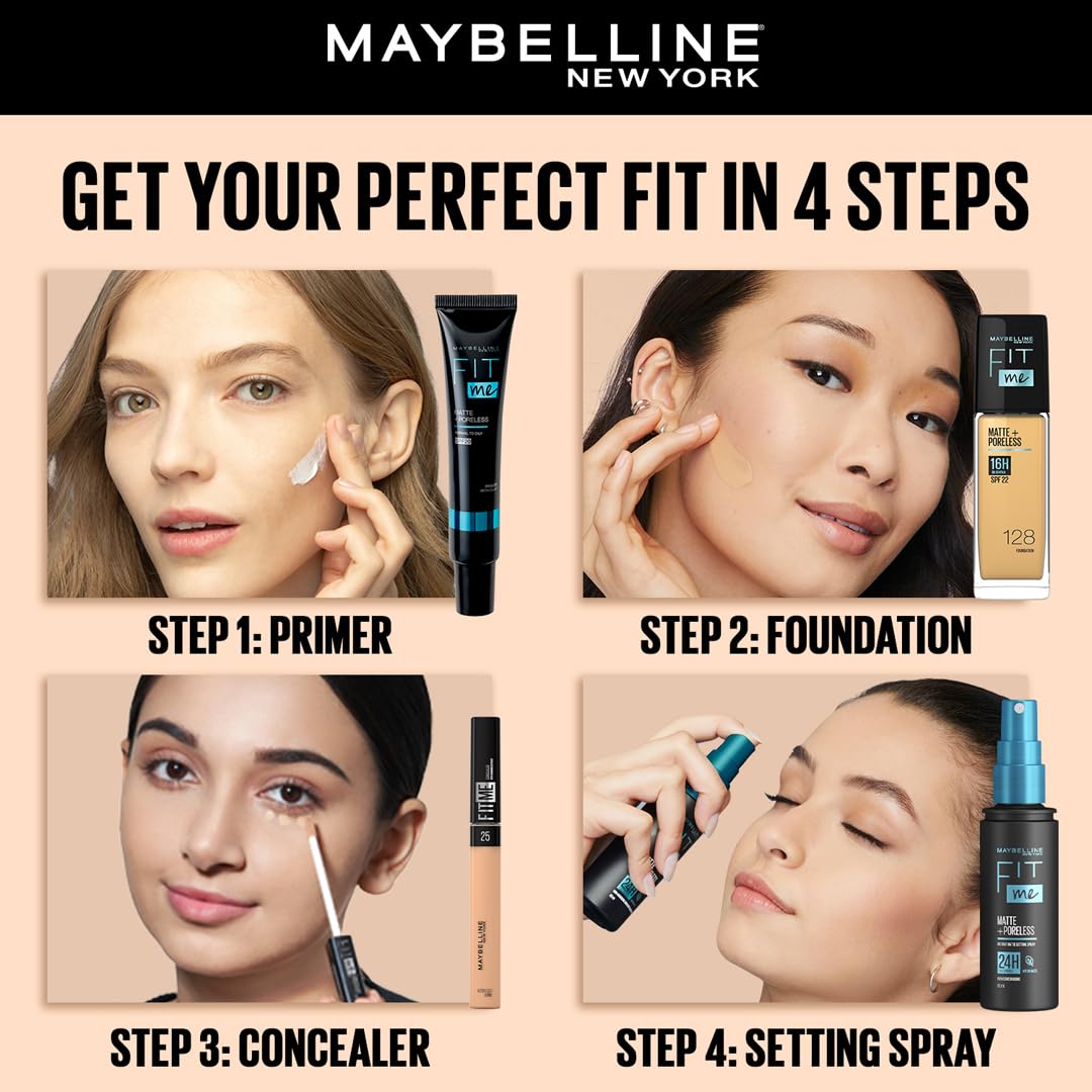 Maybelline New York Fit Me Concealer, Oil free Liquid conceals dark circles, redness, flaws, and blemishes. Fit Me suits oily skin & dry skin - Fair|6.8ml