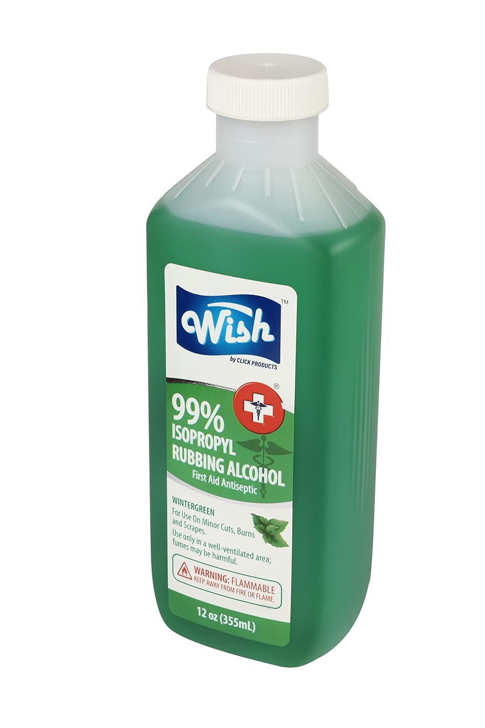 WISH (American Brand) Sanitizer 99% Iso Propyl Rubbing Alcohol with Wintergreen Oil, No artificial colour, 355 ml. Anti Germ Disinfectant. Good cleaning agent f
