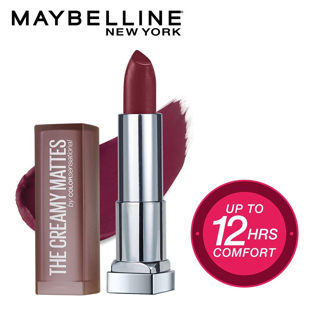 Maybelline New York Color Sensational Creamy Matte Lipstick, 690 Siren in Scarlet, 3.9g And Maybelline New York Color Sensational Creamy Matte Lipstick, 696 Bur