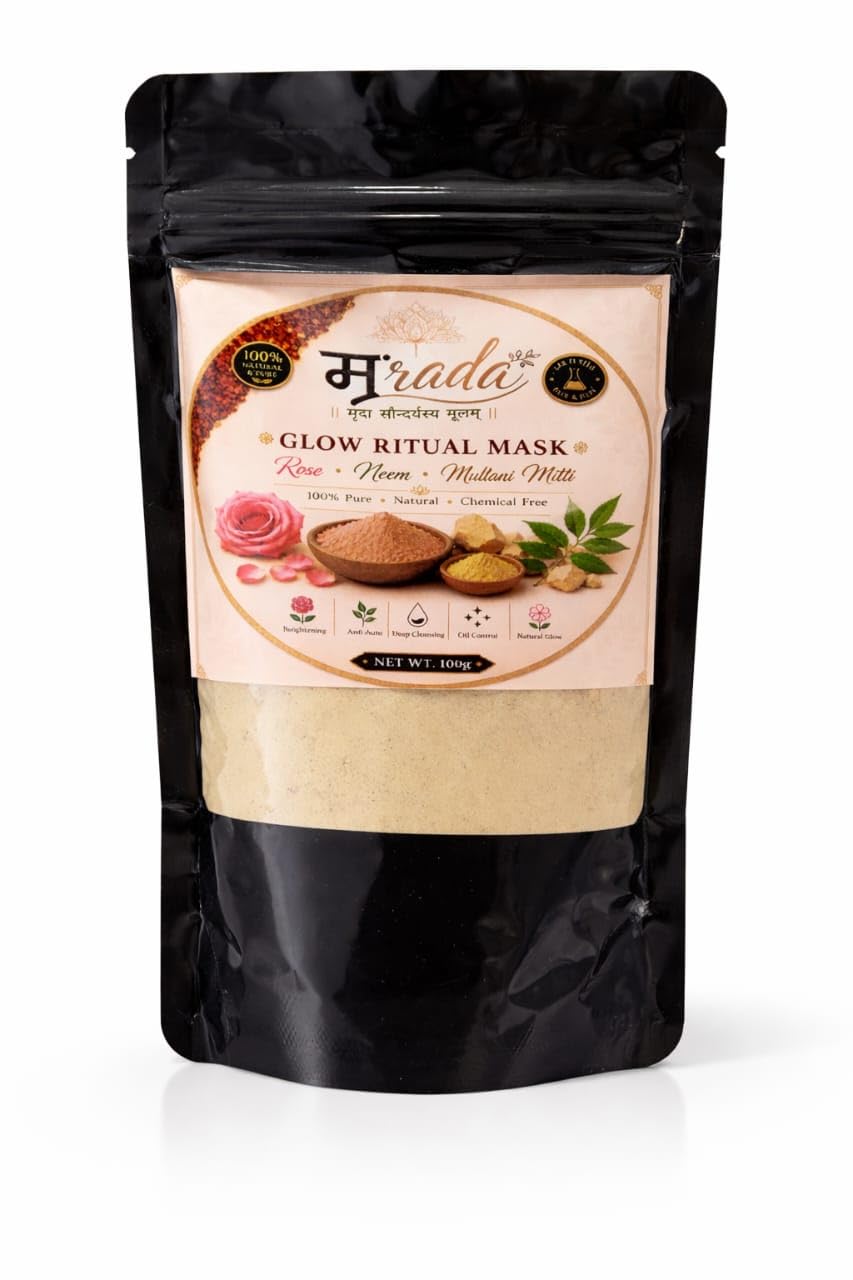 Mraada Glow Ritual Face Mask 100g | Natural Glow & Deep Cleansing Face Pack | Exfoliating, Skin Brightening & Pore Purifying Clay Mask | Oil Control & Radiant S