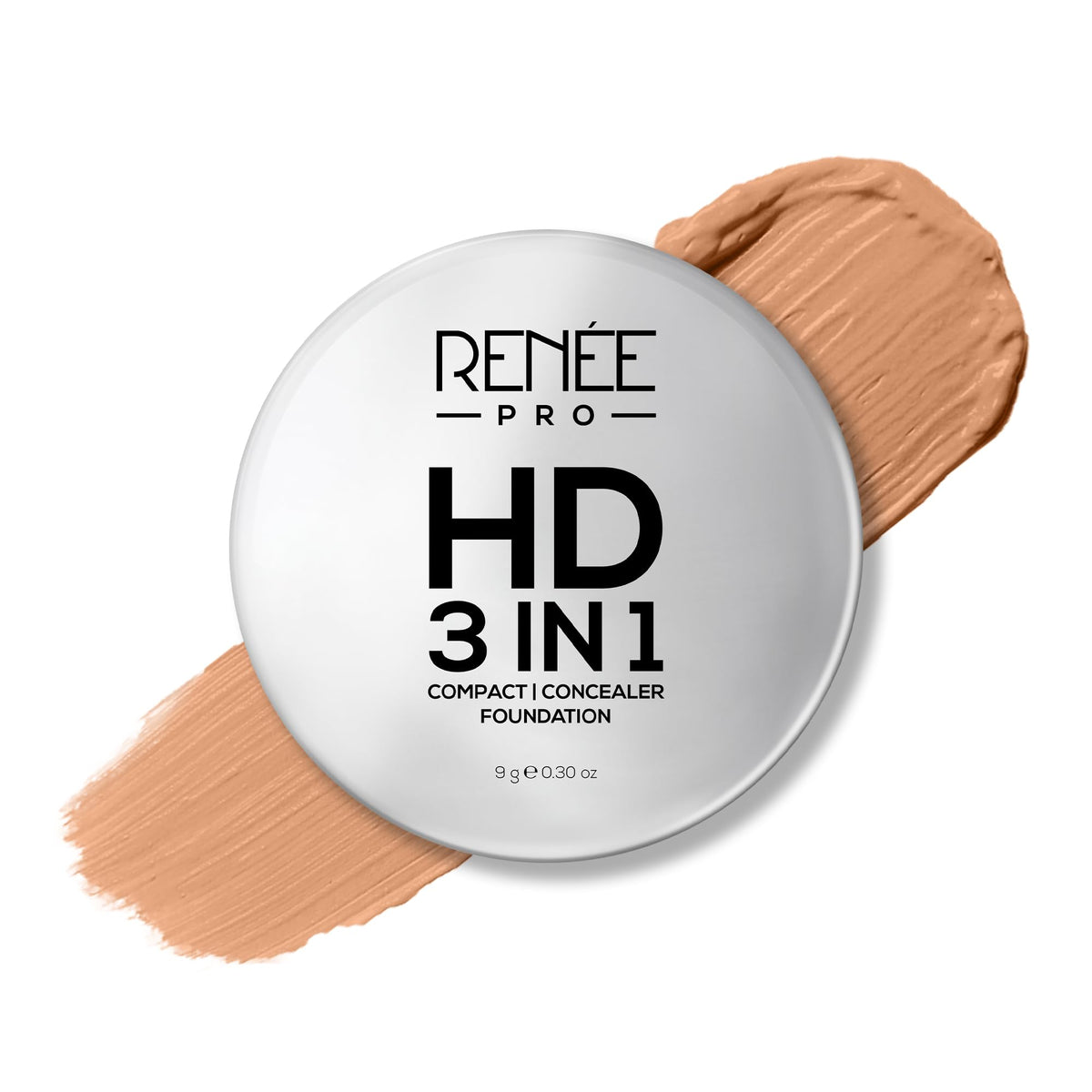 RENEE PRO HD 3 In 1 Compact,Concealer, Foundation - Noix, SPF 20, Matte Finish, High Coverage, Ultralight & Silky Smooth Finish, Enriched With Vitamin E, C & Al